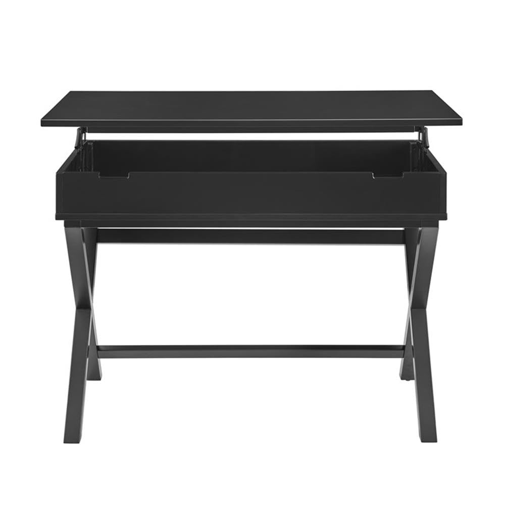 Black Lift-Top Standing Desk - Adjustable Height Wooden Computer Table for Home & Office Workspace