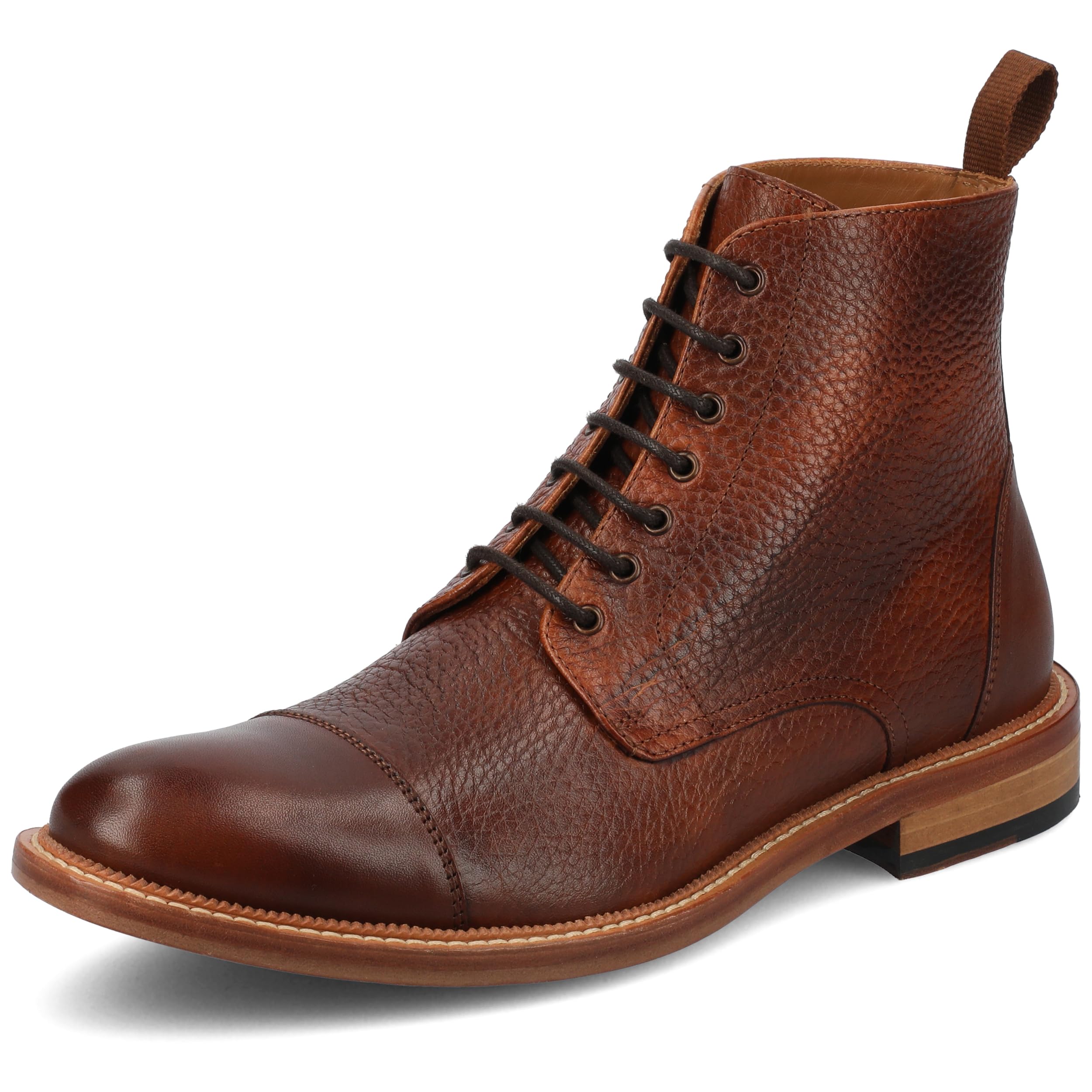 TAFT Rome Full-Grain Leather Men's Cap Toe Dress Boots - Premium Formal & Business Shoes for Office, Weddings & Special Occasions