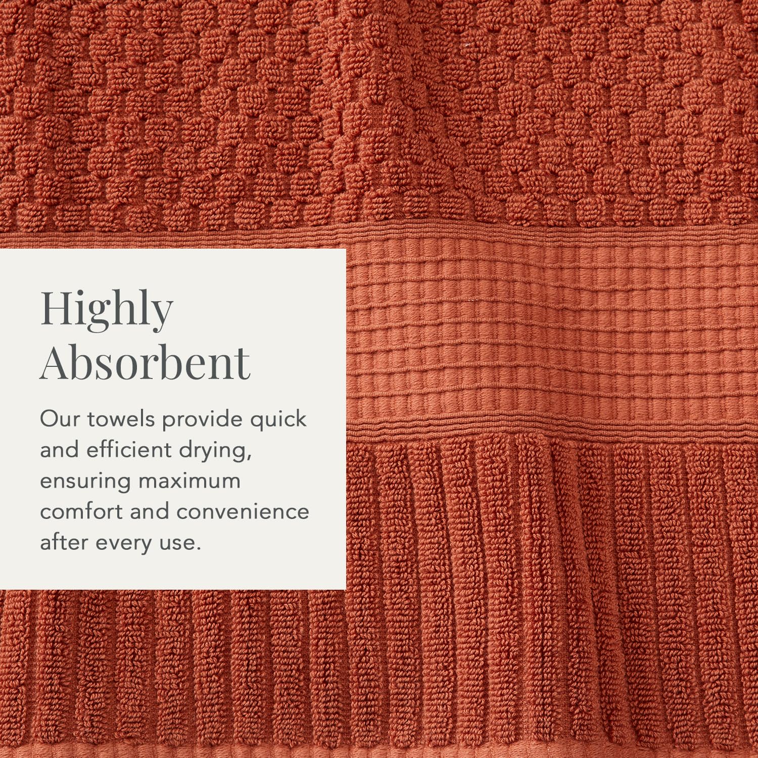 Premium 6-Piece Cotton Towel Set - 2 Bath Towels, 2 Hand Towels & 2 Washcloths | 100% Soft Absorbent Quick-Dry Textured Cotton | NY Loft Trinity Collection (Clay) | Perfect for Spa, Bathroom & Guest Room Luxury