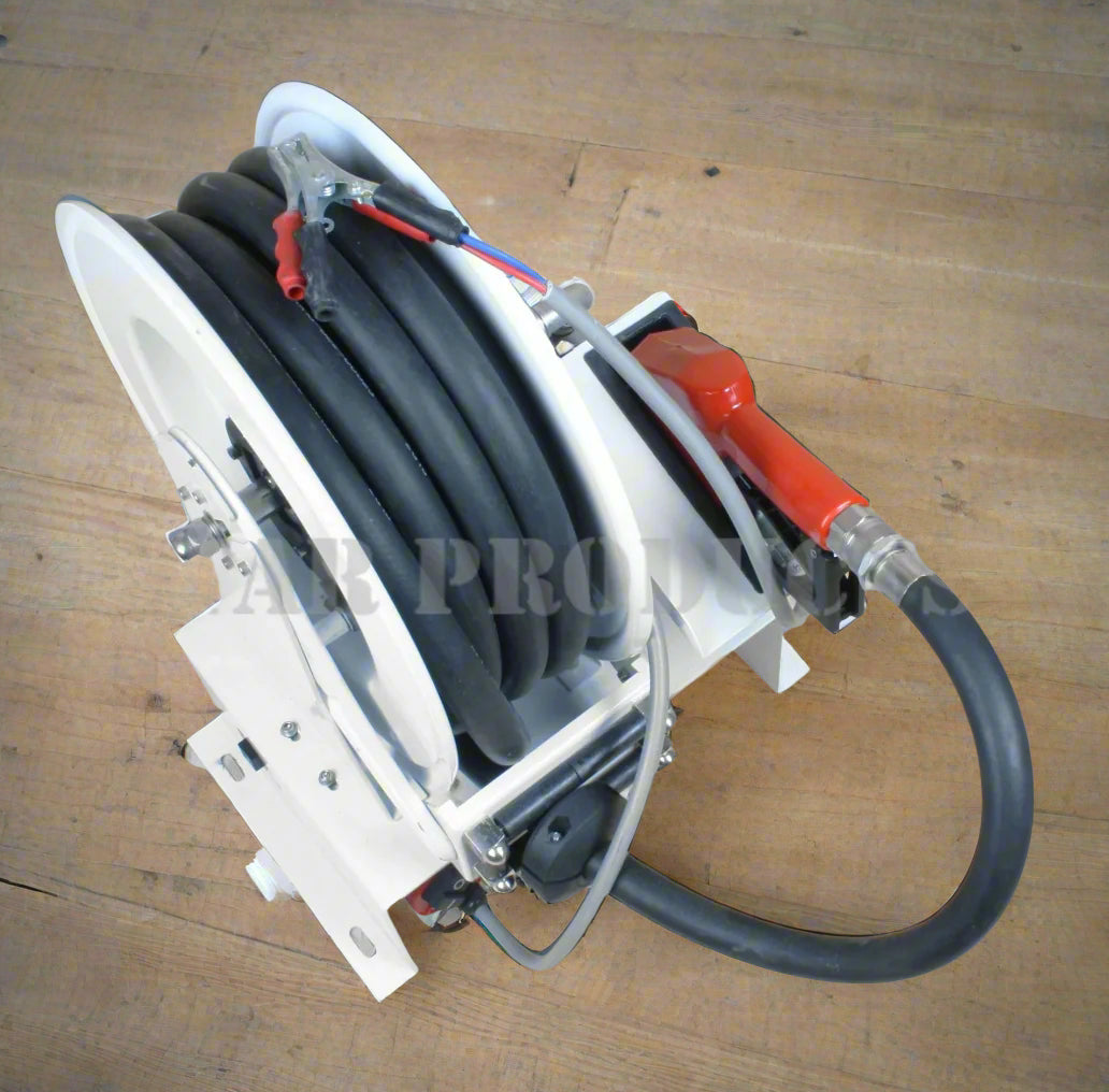 12V Diesel Fuel Transfer Pump with 33FT Hose Reel – 60L/Min High Flow Rate HRD3410 – Perfect for Truck, Boat, and Farm Fuel Transfer