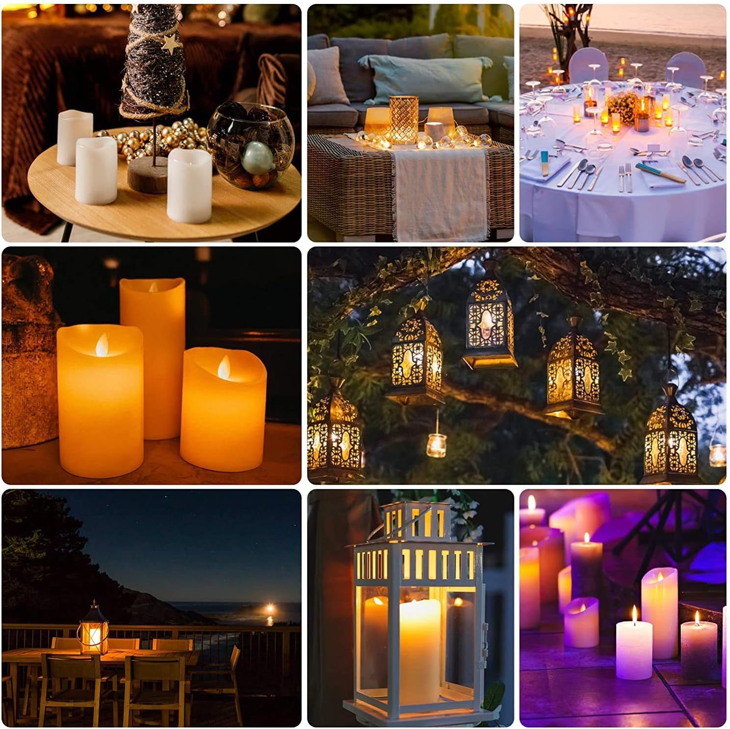 Flameless LED Candles Set of 12 - Waterproof Resin Candles for Indoor/Outdoor Decor