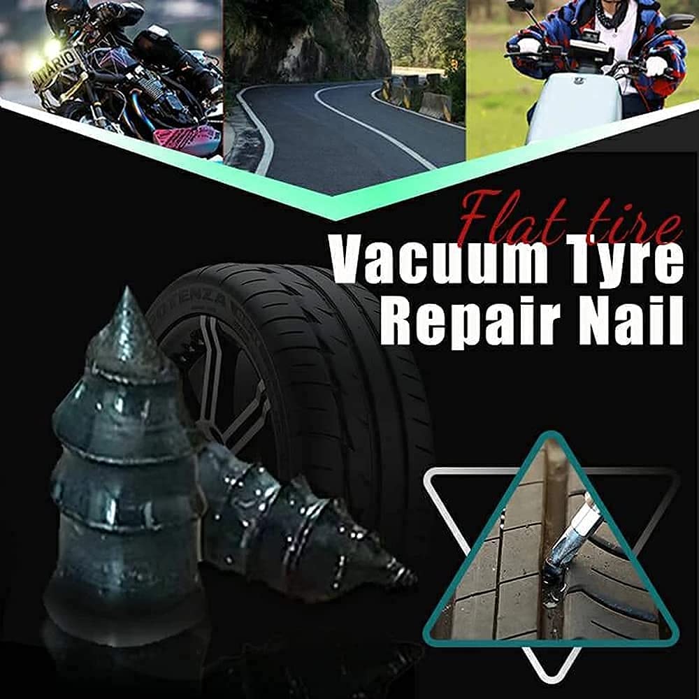Tubeless Tire Repair Kit - 10pcs Mushroom Plugs & Push Pin Rivets for Motorcycle & Car Tires | Puncture Repair Nails for Vacuum Seal | On-Road Emergency Tire Fix for Bikes, Scooters & Automobiles