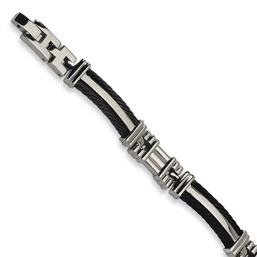 Titanium Polished Fold Over Black Plated Bracelet for Women - 8.5 Inch 10mm Wide Fashion Jewelry - Perfect for Everyday Wear, Gifts & Special Occasions