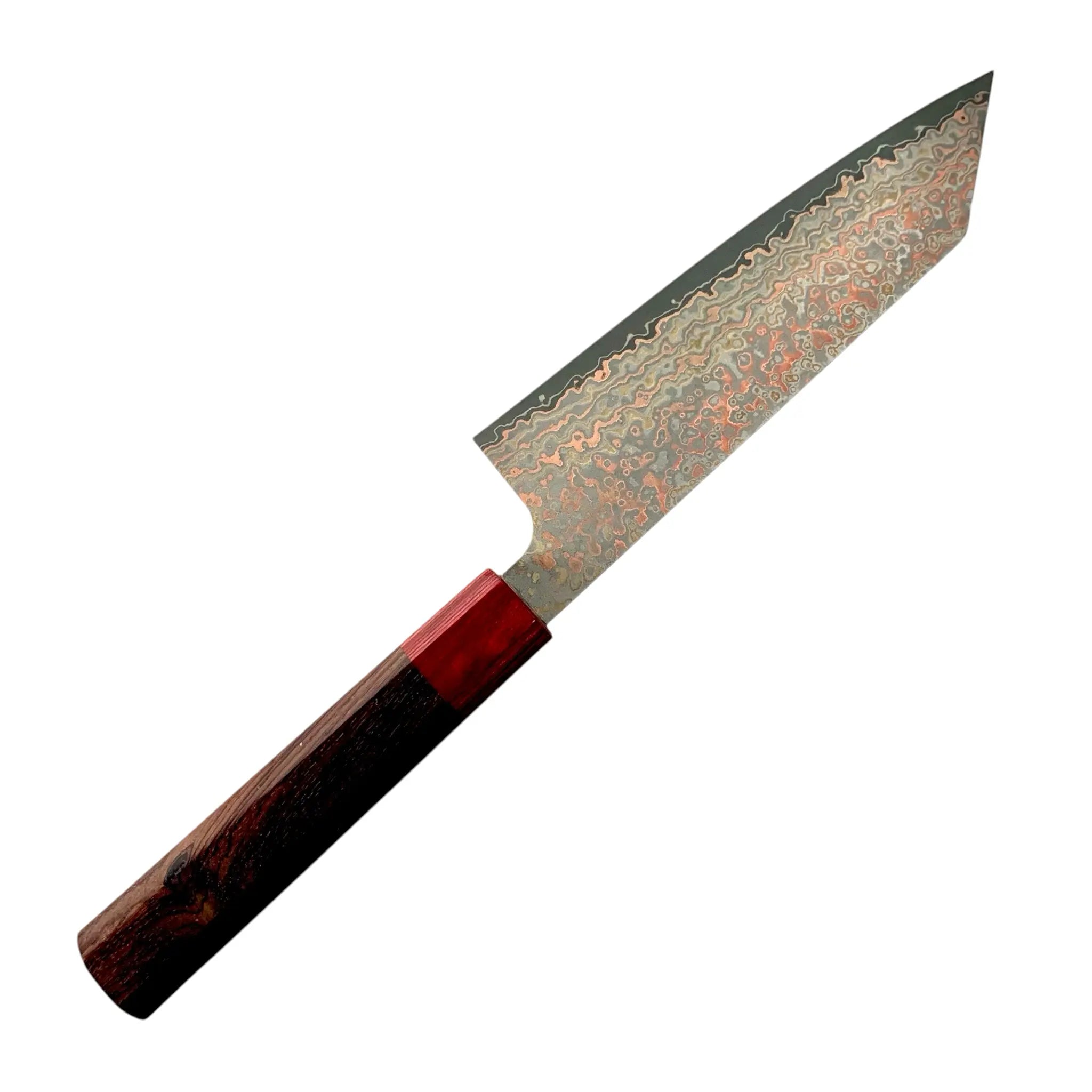 Takeshi Saji VG-10W Nashiji Rainbow Bunka Knife - Japanese Damascus Steel Chef's Knife for Sushi, Vegetables & Meat Cutting - Perfect for Home Kitchen & Professional Use