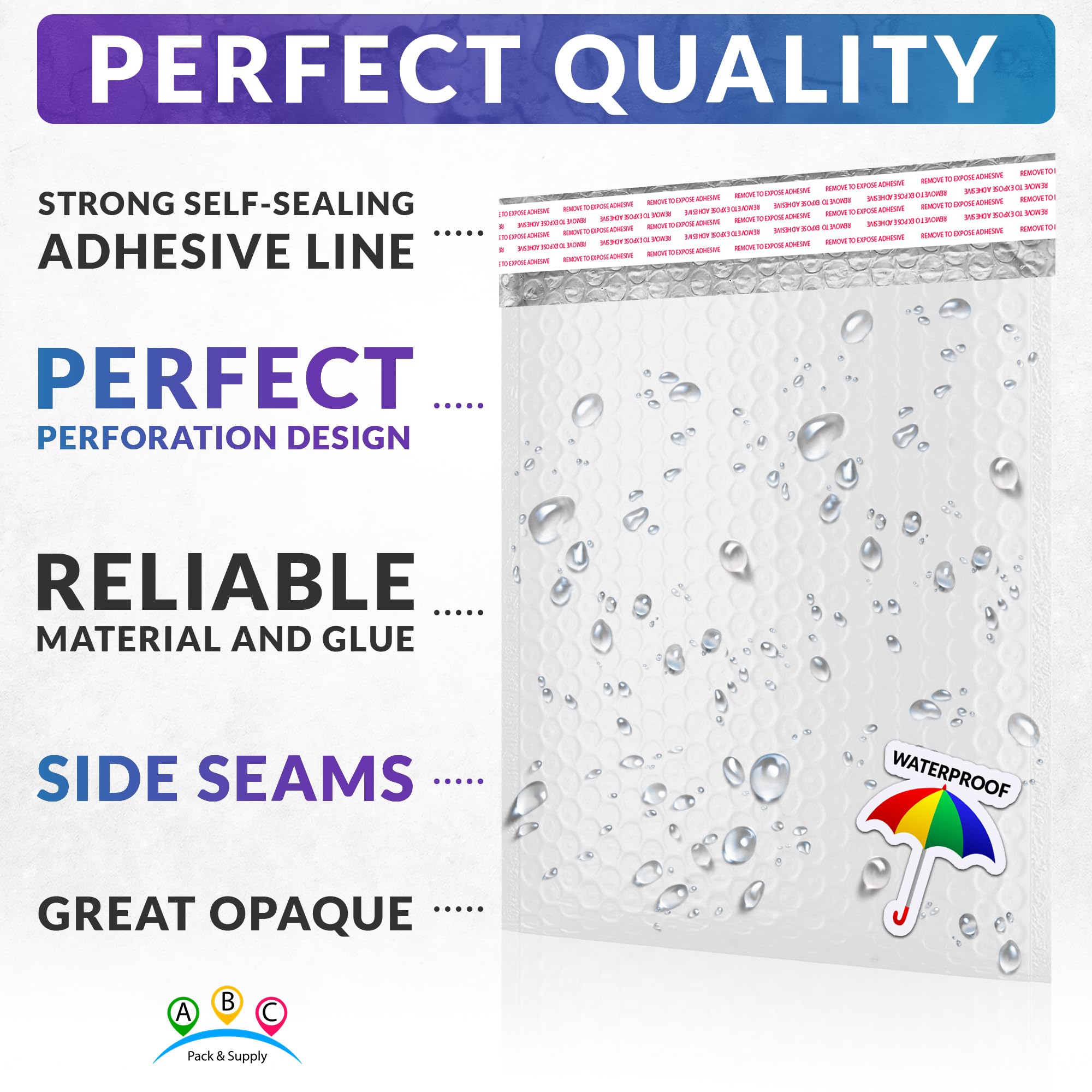 ABC PACK & SUPPLY 10.5x15 Inch Poly Bubble Mailers - 100 Pack White Self-Seal Padded Envelopes | Tear-Resistant & Waterproof Shipping Packaging for Small Business | Ideal for Books, Gifts, Ecommerce & Online Store Shipping