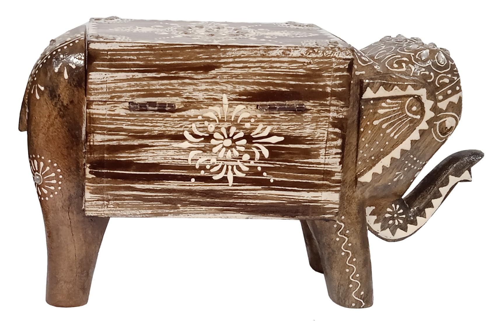 Purpledip Hand-Painted Majestic Elephant Wooden Box with Lid - Unique Artistic Home Decor for Jewelry, Gifts & Collectibles