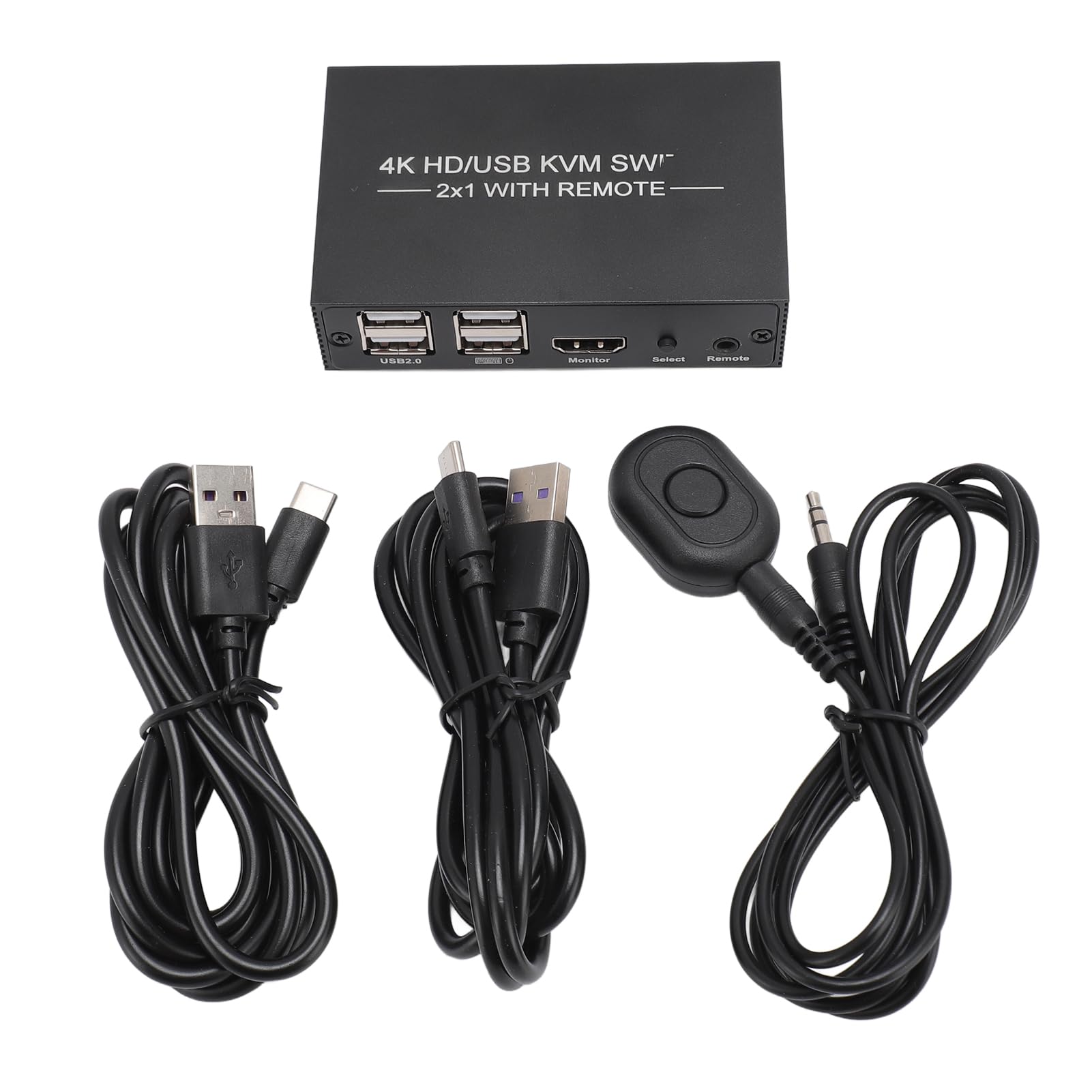 4K HDMI KVM Switch for 2 Computers - Share Keyboard, Mouse & Monitor for Office/Home