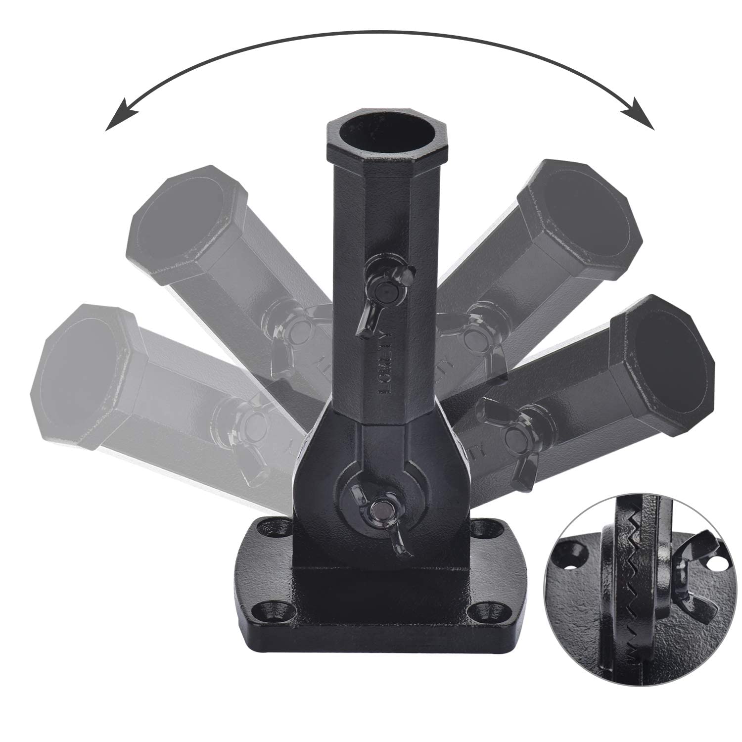 Heavy Duty Stainless Steel Flag Pole Holder - Multi-Position & Multi-Angle Adjustable Wall Mount Bracket for 1 Inch Flag Poles (Black) | Perfect for Outdoor, Garden, Patio, and Home Decoration