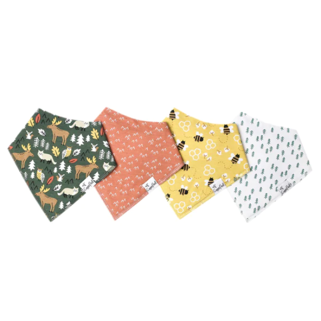 Copper Pearl Baby Bandana Bibs 4-Pack – Soft & Absorbent Drool Bibs for Newborns & Toddlers – Stylish Atwood Print – Perfect for Feeding, Teething & Everyday Use