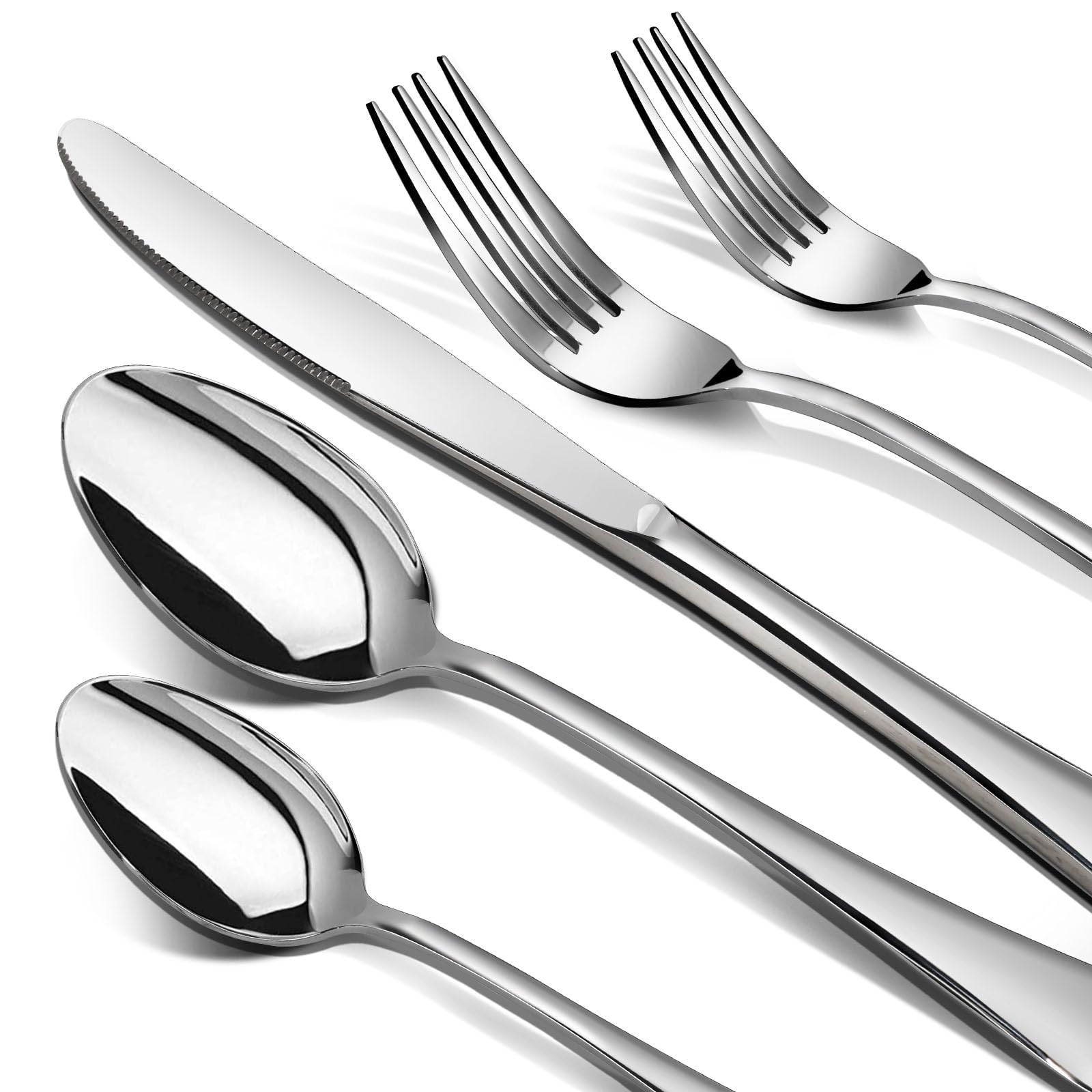 40-Piece Stainless Steel Silverware Set for 8 - Heavy Duty Mirror Polished Flatware with Forks, Spoons & Knives - Dishwasher Safe Cutlery Set for Home Kitchen, Restaurants & Dinner Parties