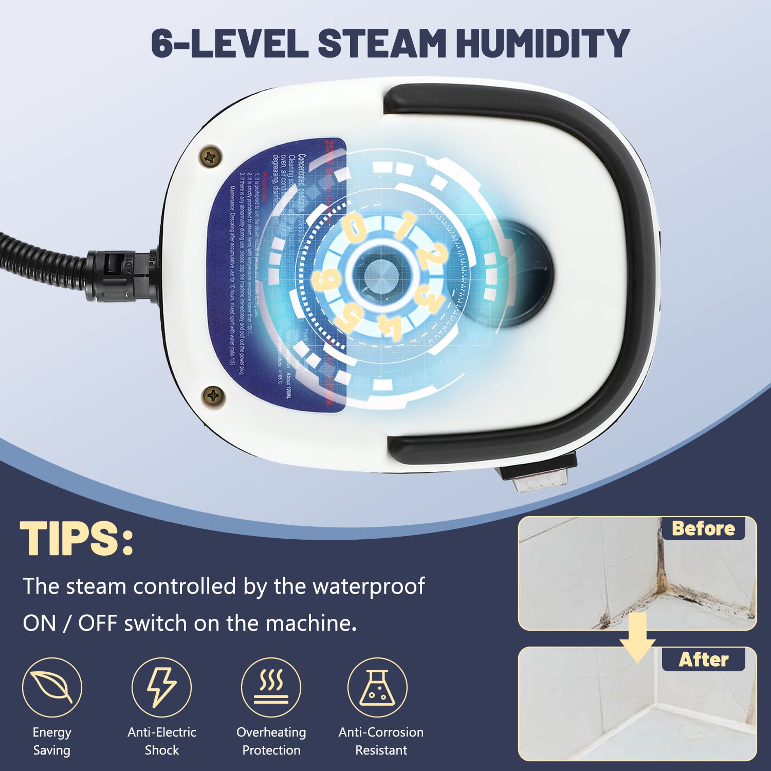 Moongiantgo 2-in-1 Pressurized Steam Cleaner Handheld Steamer with 1000ml Detachable Water Tank - Powerful Deep Cleaning for Floors, Carpets, Upholstery & More - Ideal for Home, Kitchen, Bathroom & Car Interior Cleaning