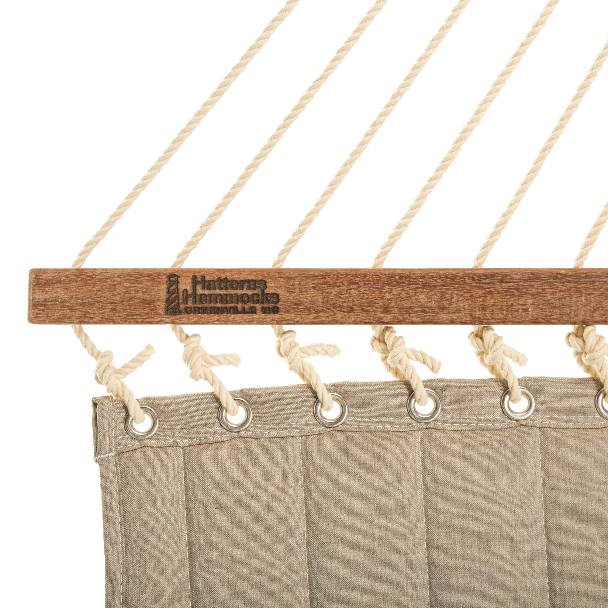 Premium Handcrafted Hatteras Hammocks - Large Cast Ash Sunbrella Quilted Hammock with Free Extension Chains & Tree Hooks | Made in USA | 450 LB Capacity for 2 People (13ft x 55in) | Perfect for Backyard Relaxation, Camping & Beach Vacations