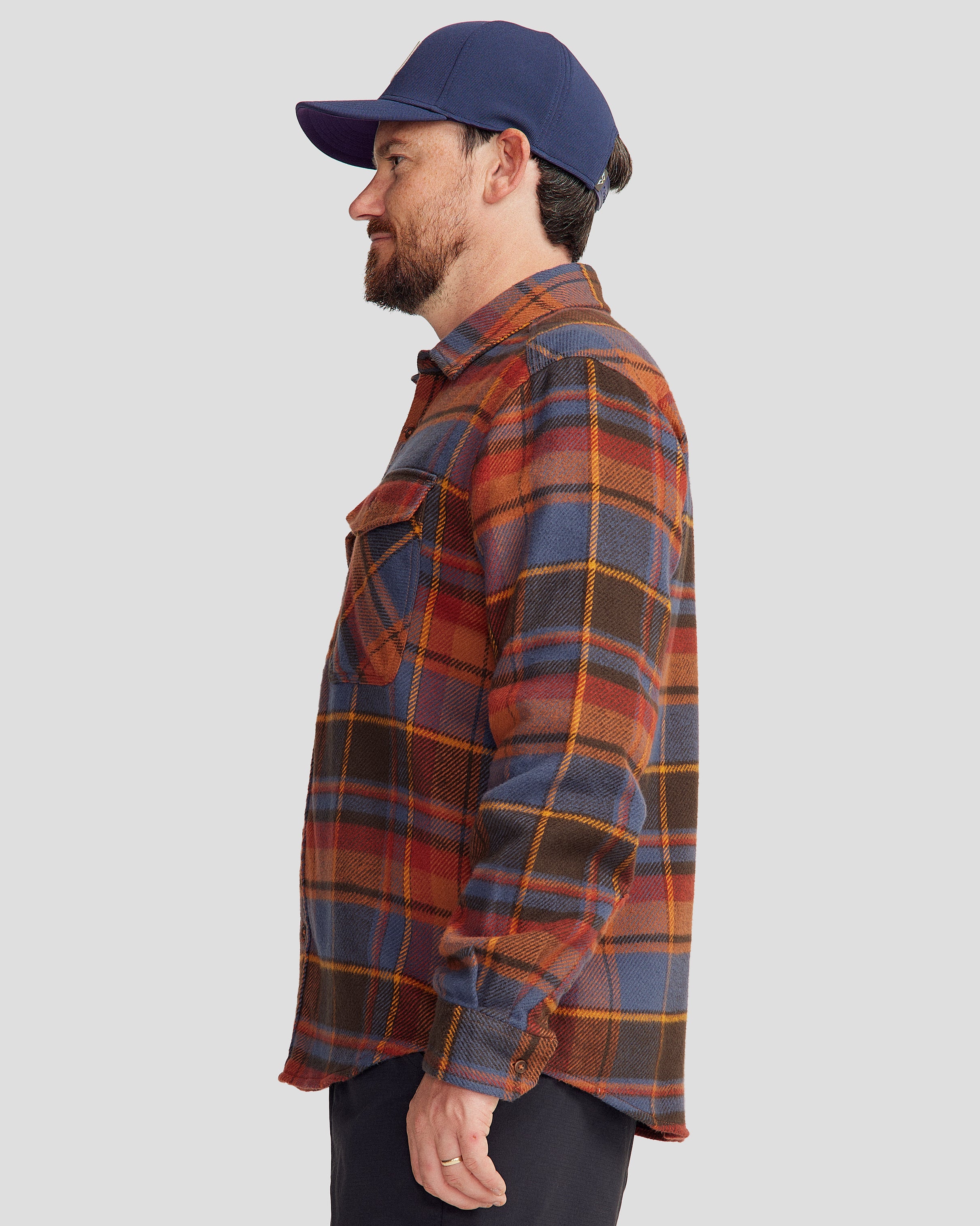 Men's Huntly Long Sleeve Plaid Shirt - Redwood Checkered Flannel for Outdoor Camping & Casual Wear