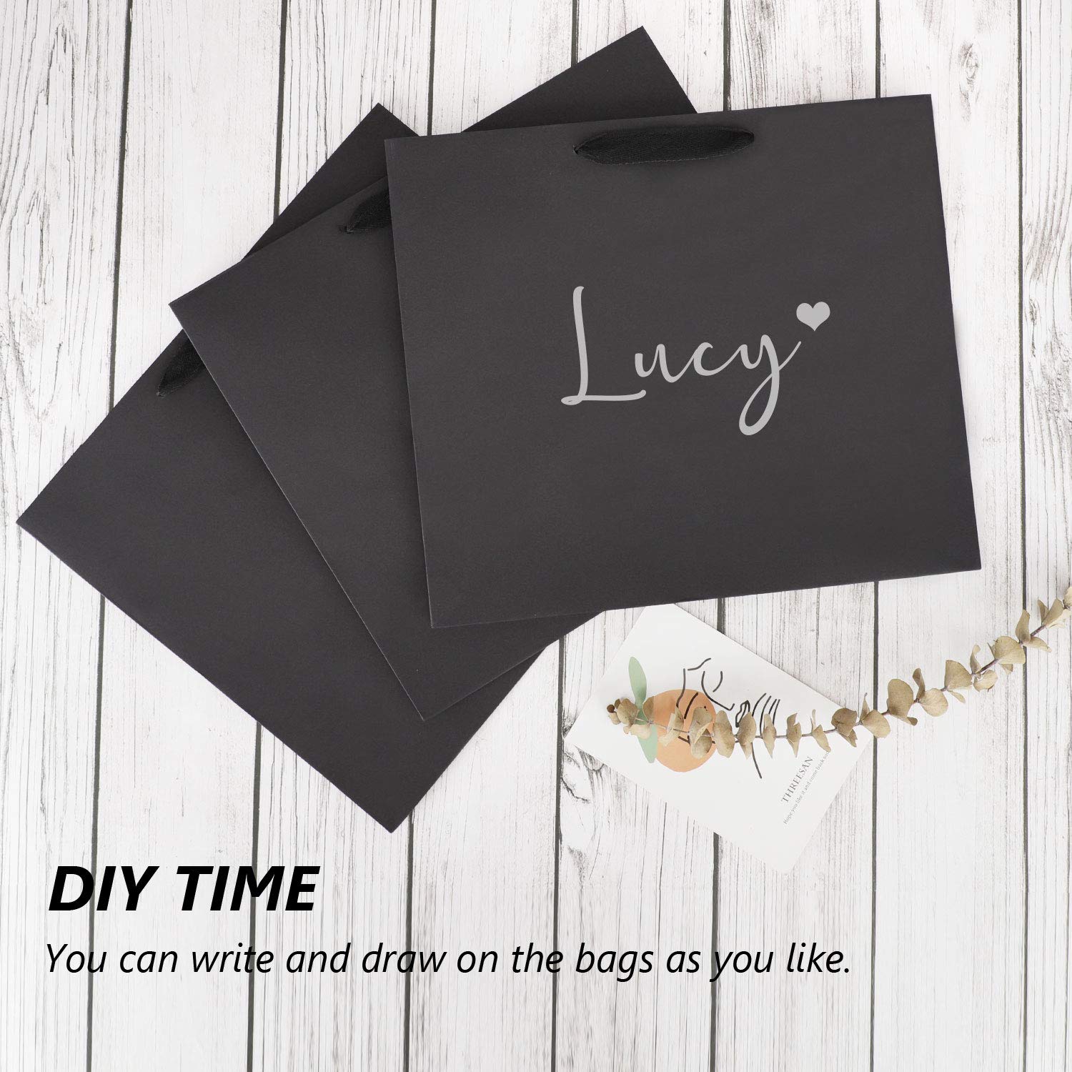 EUSOAR 50-Pack Gift Bags Bulk - 20 Black Paper Bags (12.5x4.5x11 inches) & 30 Kraft Shopping Bags with Handles - Perfect for Retail, Boutique, Wedding Favors, Party Gifts, Grocery & Takeout Businesses - Eco-Friendly Packaging Solution for Stores, Events and Small Businesses