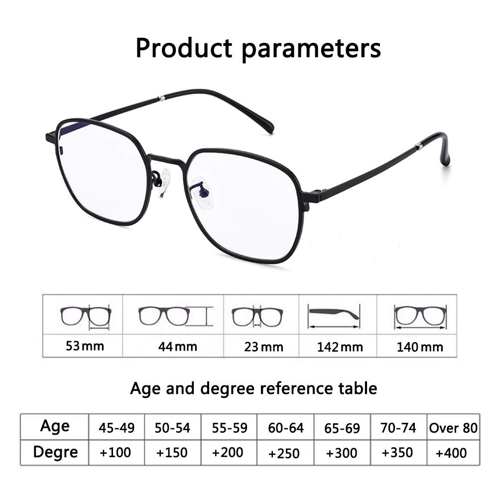 Men's UV400 Photochromic Outdoor Reading Glasses - Pure Titanium Frame HD Smart Zoom Readers (Black, +3.00) for Driving, Fishing & Outdoor Activities