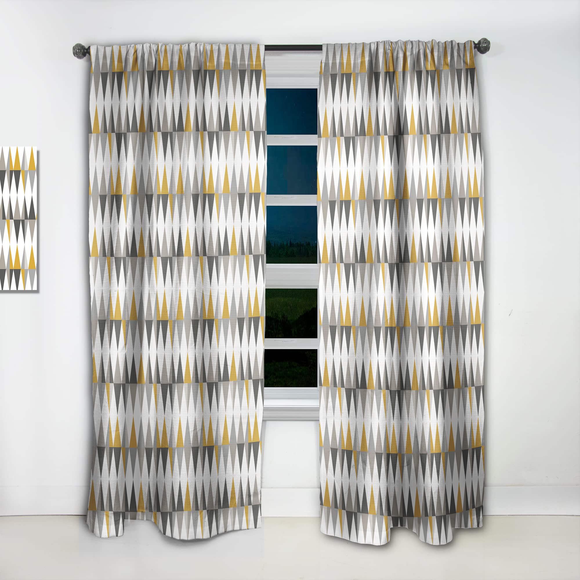 DesignQ Diamond Retro VIII Thermal Insulated Curtains - Single Panel 52x108 - Blackout Drapes for Bedroom & Living Room | Perfect for Home Decor, Privacy & Energy Efficiency