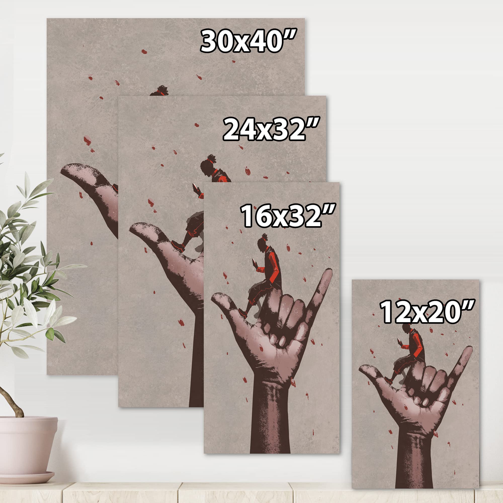 DesignQ 'Call Me' Canvas Wall Art - Modern Man Using Smartphone - Perfect for Home Office, Living Room & Bedroom Decor
