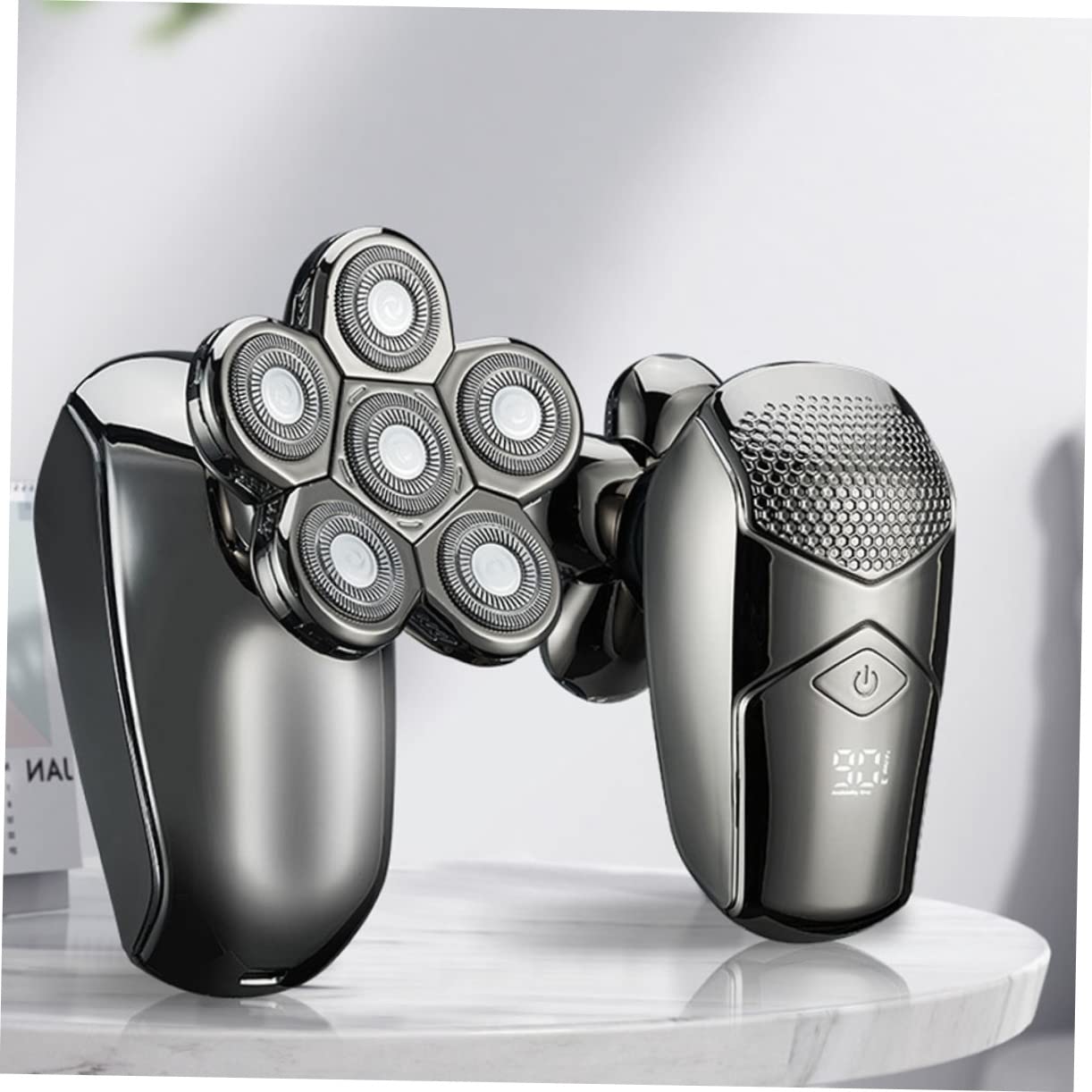 IPetBoom 6-in-1 Electric Shaver for Men - Nose & Beard Trimmer, Body Groomer, Waterproof Razor with 6 Heads, Silver ABS Design - Perfect for Travel, Gym & Daily Grooming