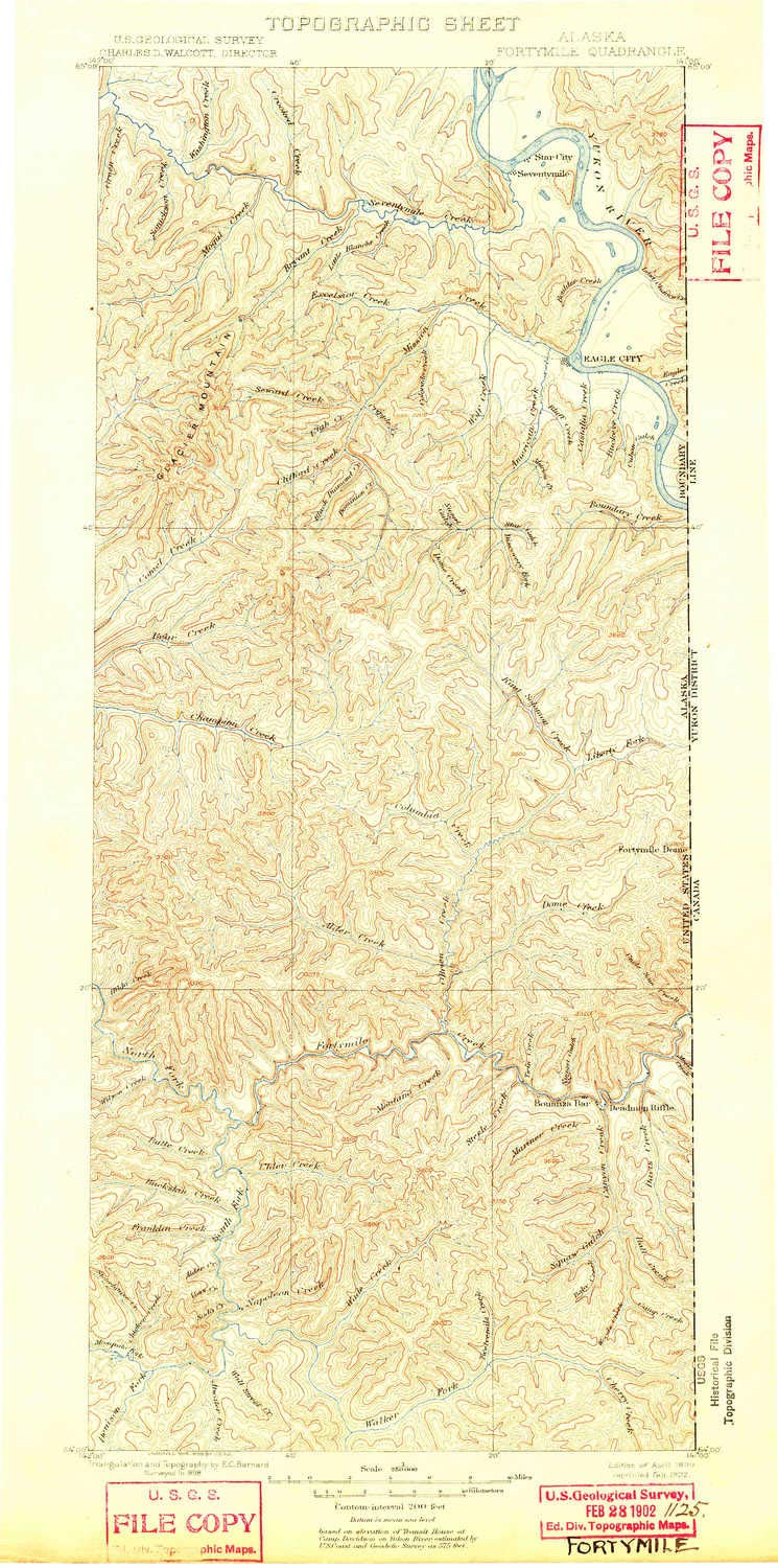 Fortymile AK Topographic Map - 1:250,000 Scale, 1°x1° Historical (1899, Updated 1902) - 19.9x9.9 Inches - Perfect for Hiking, Camping & Alaska Exploration