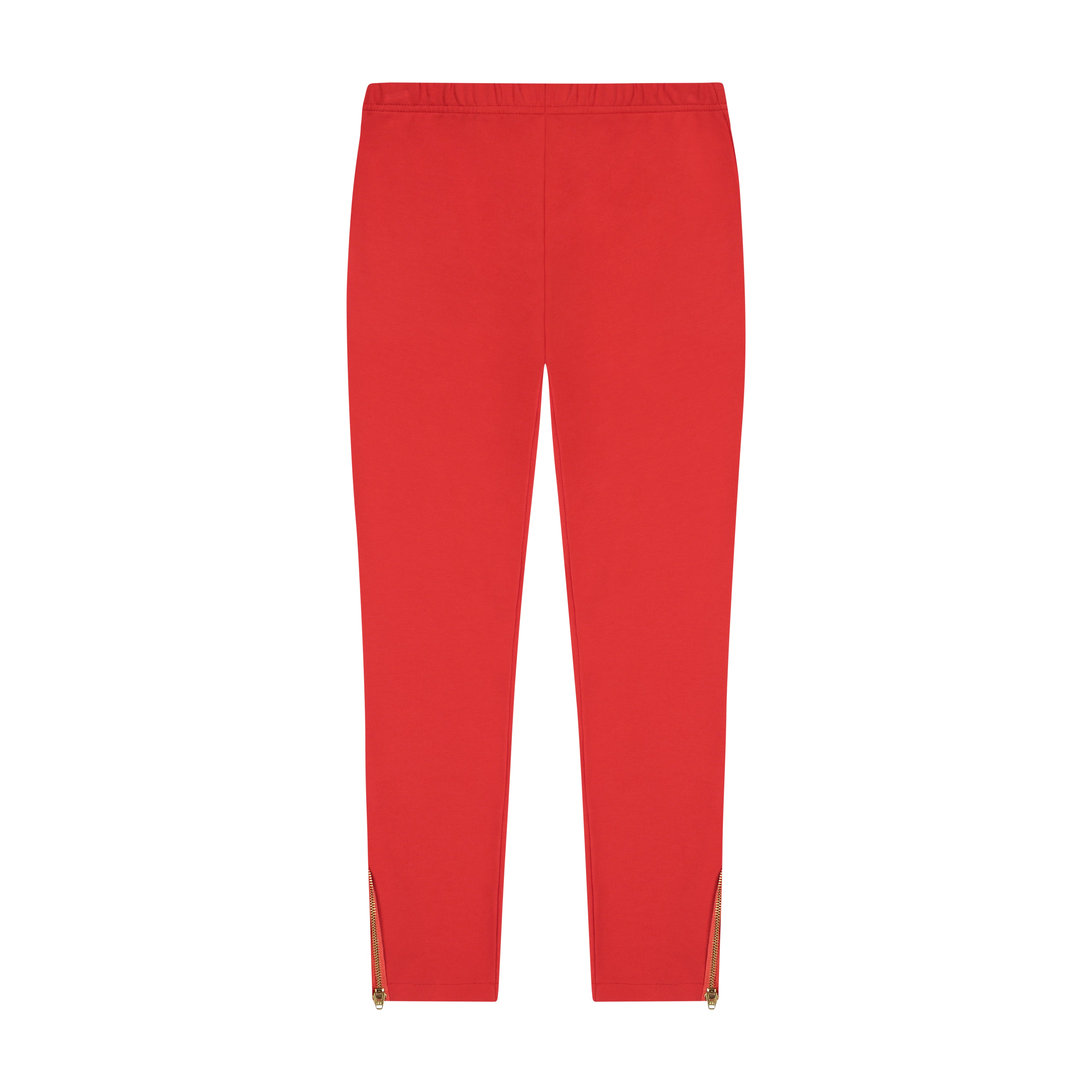 Zipper Tween Leggings for Girls - Stretchy Knit Joggers with Side Zipper Detail in Poppy Red - Perfect for Dance, Yoga & Casual Wear