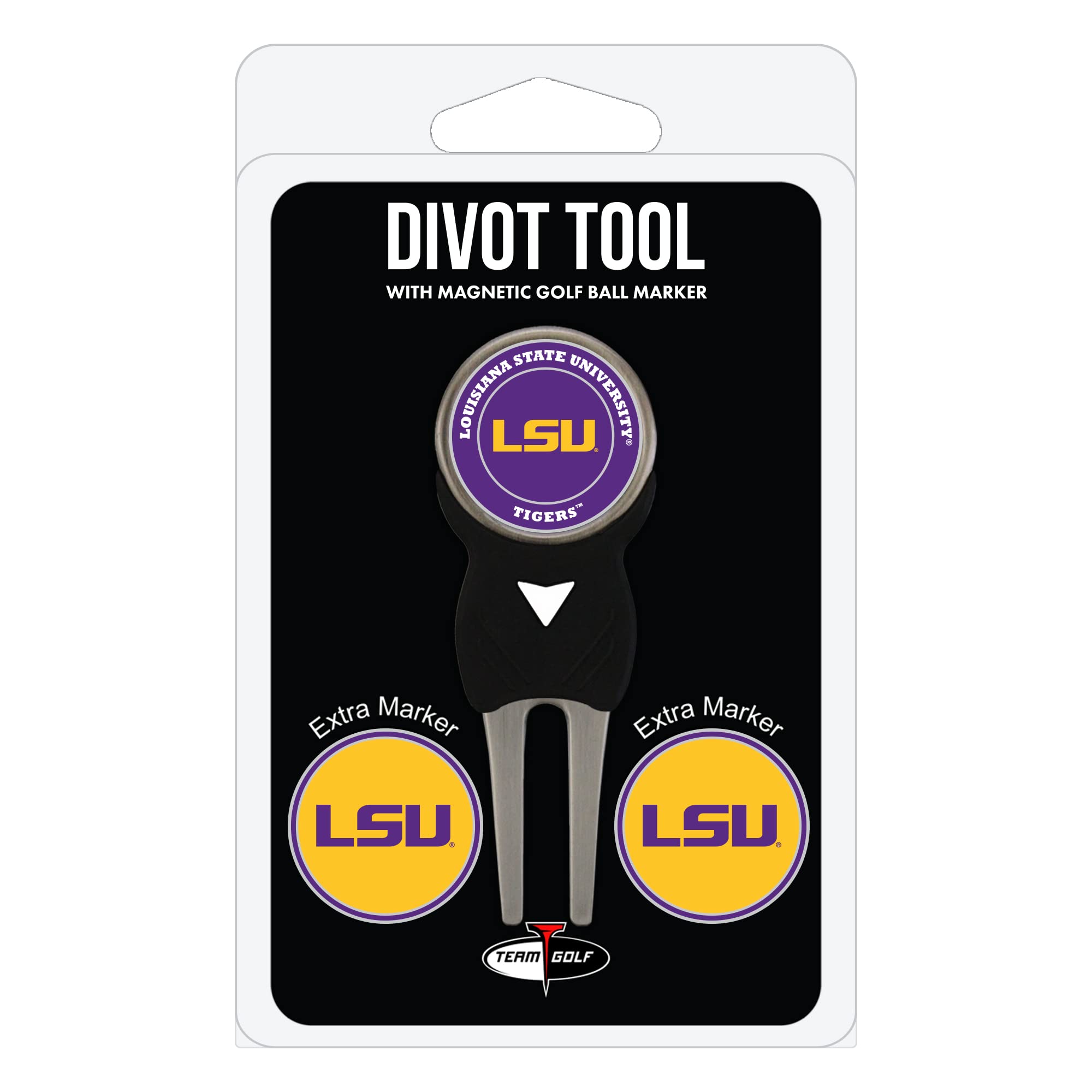 Team Golf NCAA Divot Tool with 3 Removable Magnetic Double-Sided Enamel Ball Markers - Perfect for Golf Course Repair & Ball Marking on Greens