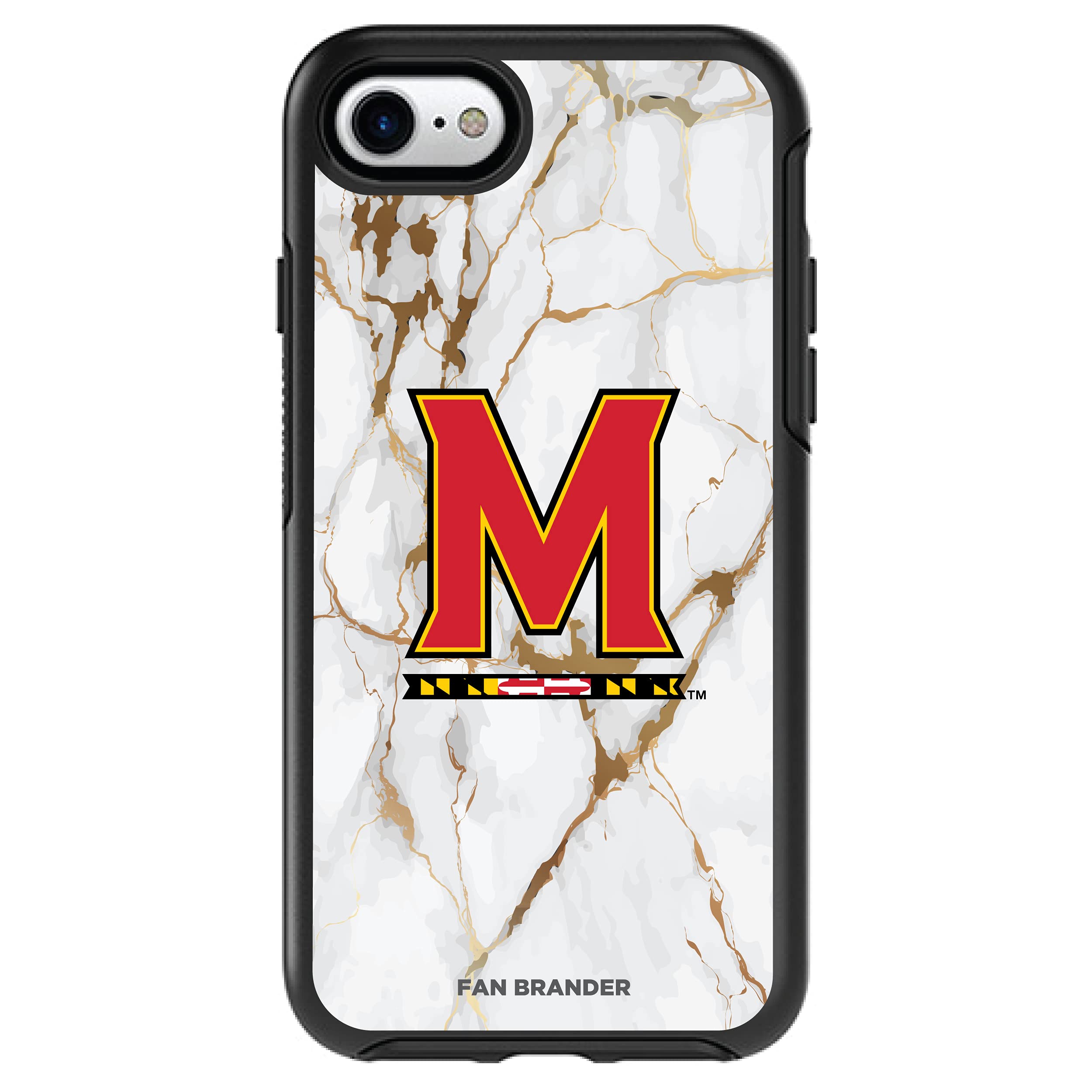 NCAA OtterBox Symmetry Phone Case Compatible with Apple iPhone - White Marble Design | Durable Protection for Everyday Use & Sports Fans