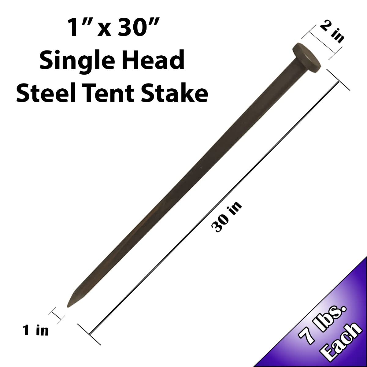Heavy Duty Steel Tent Stakes - 30 Inch Single Head Ground Spikes for Commercial Inflatables, Party Tents & Camping Shelters (4-Pack) | Perfect for Outdoor Events, Beach Setups & Windy Conditions