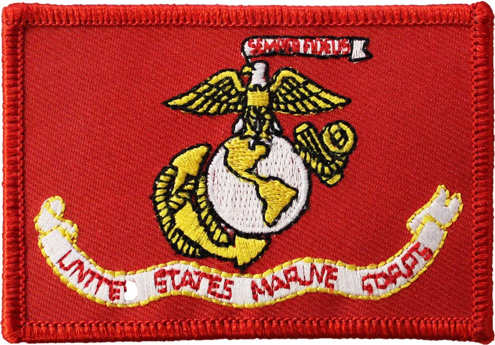 US Marines Military Rectangular Patch with Red Trim - Embroidered Morale Patch for Uniforms, Jackets & Backpacks - Perfect for Military Enthusiasts & Collectors