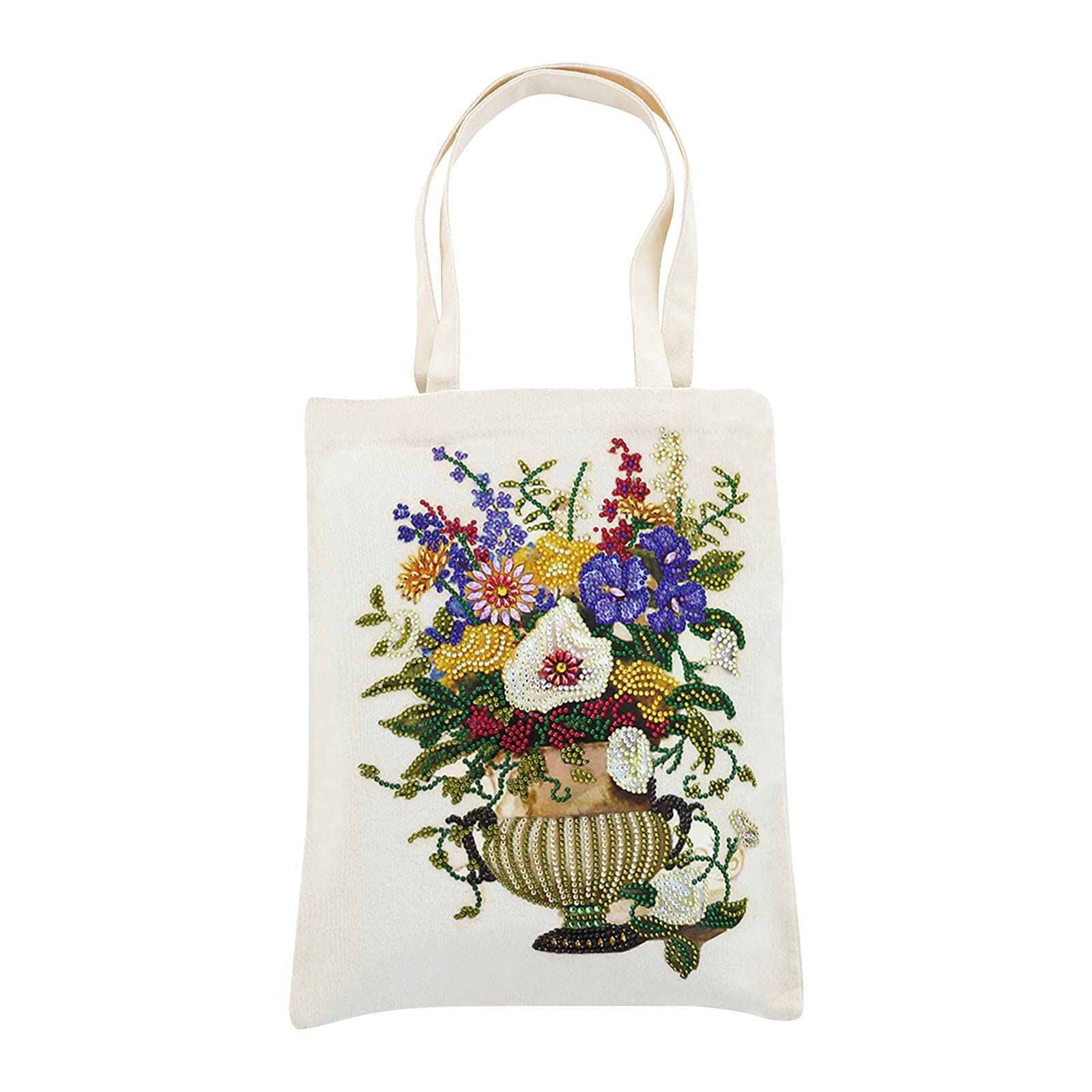 5D Diamond Painting Cotton Canvas Tote Bag for Women - Reusable DIY Shoulder Grocery Bag, Durable & Fashionable - Perfect for Shopping, Travel, and Daily Use