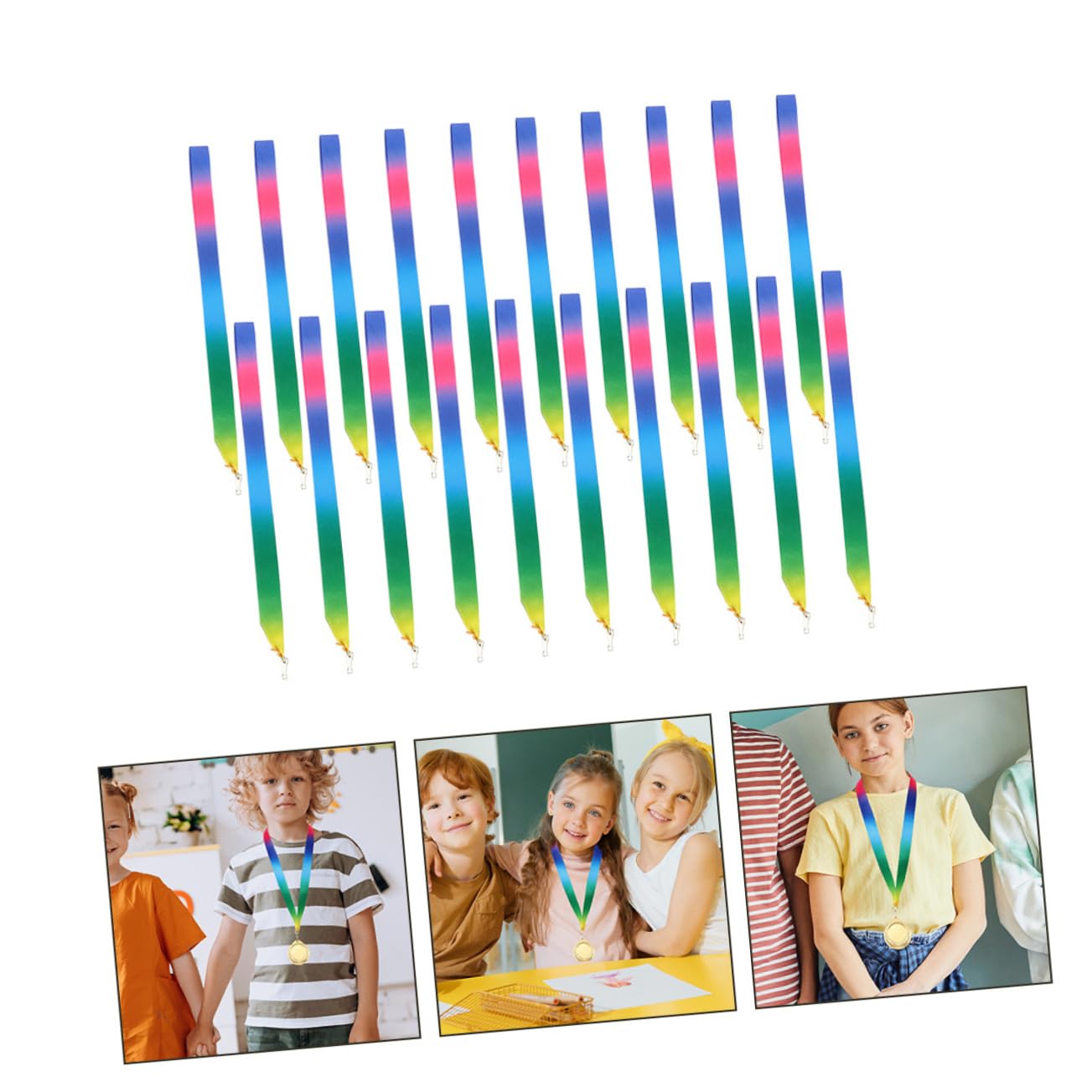 Lurrose Medal Lanyards 20pcs - Award Ribbons for Sports Events & Ceremonies
