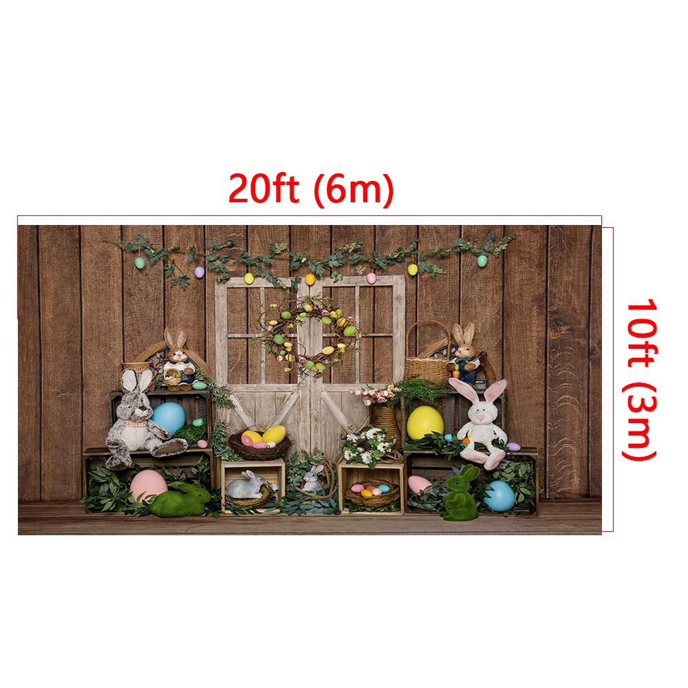 20x10ft Rustic Wood Easter Backdrop - Spring Photo Booth Prop for Easter Party Decorations, Baby Showers & Family Gatherings