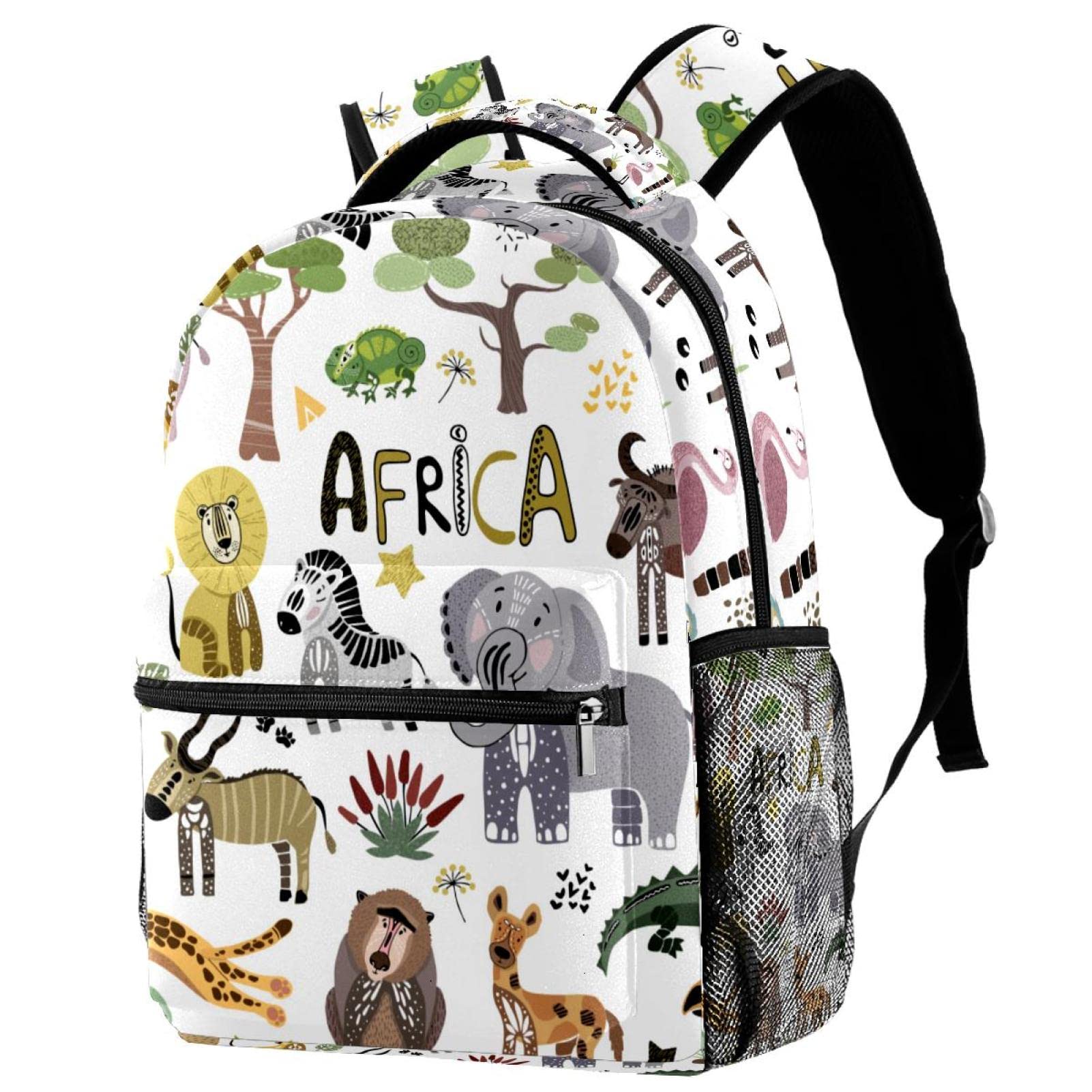 Cute Africa Zoo Animals Backpack for Women - Elementary, College & Work Laptop Book Bag - Perfect for School, Travel & Daily Commute