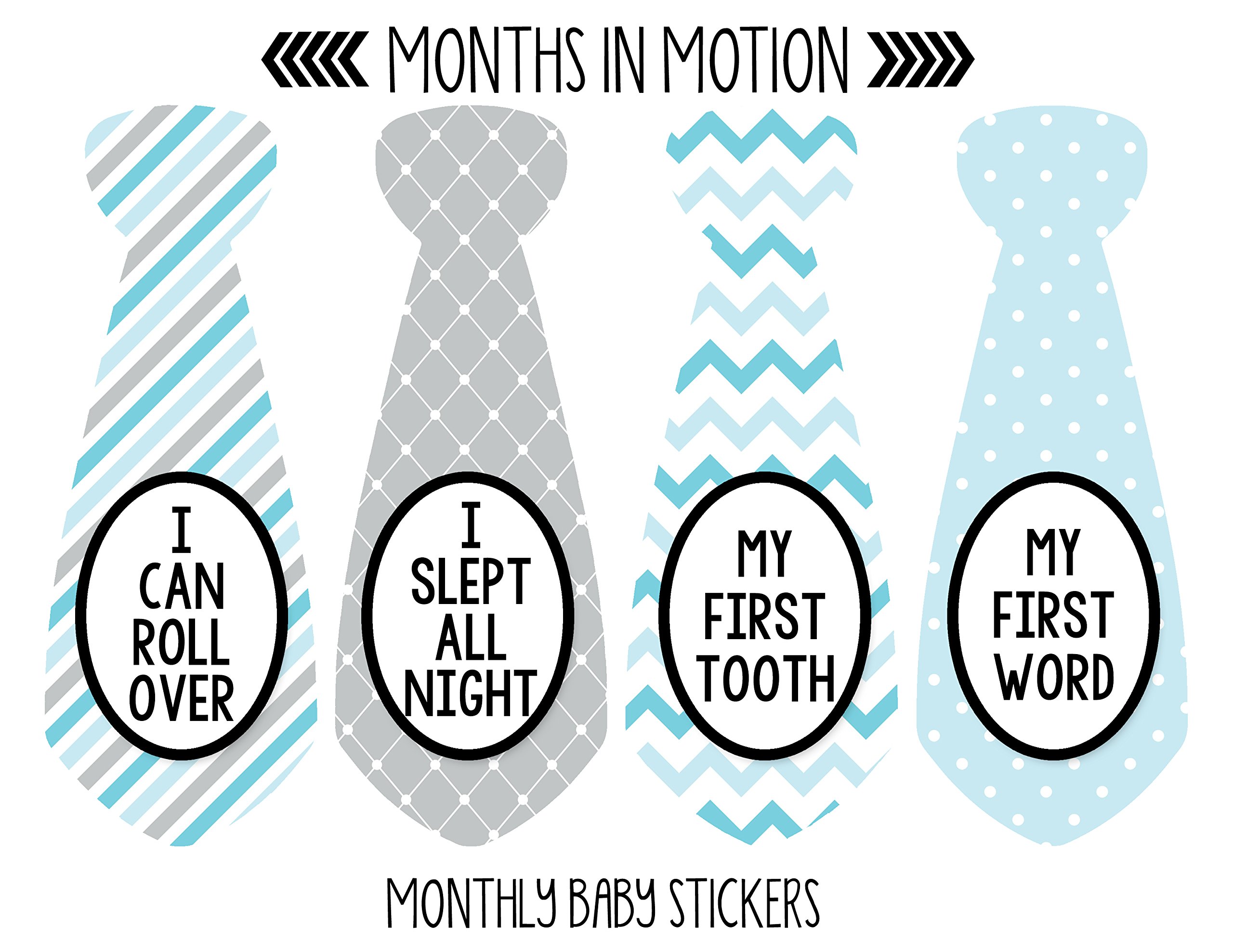 Baby Monthly Milestone Necktie Stickers - Newborn Boy Growth Photo Props - Set of 20 Adhesive Month Markers for Baby's First Year - Perfect for Monthly Photoshoots, Scrapbooking & Memory Keepsakes