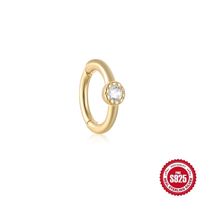 Simple Gold Huggies Hoop Earrings - 8mm CZ Cartilage Hoops for Women, Minimalist Plain Hoop Earrings for Daily Wear | Perfect for Work, Date Night & Gifts | HC019