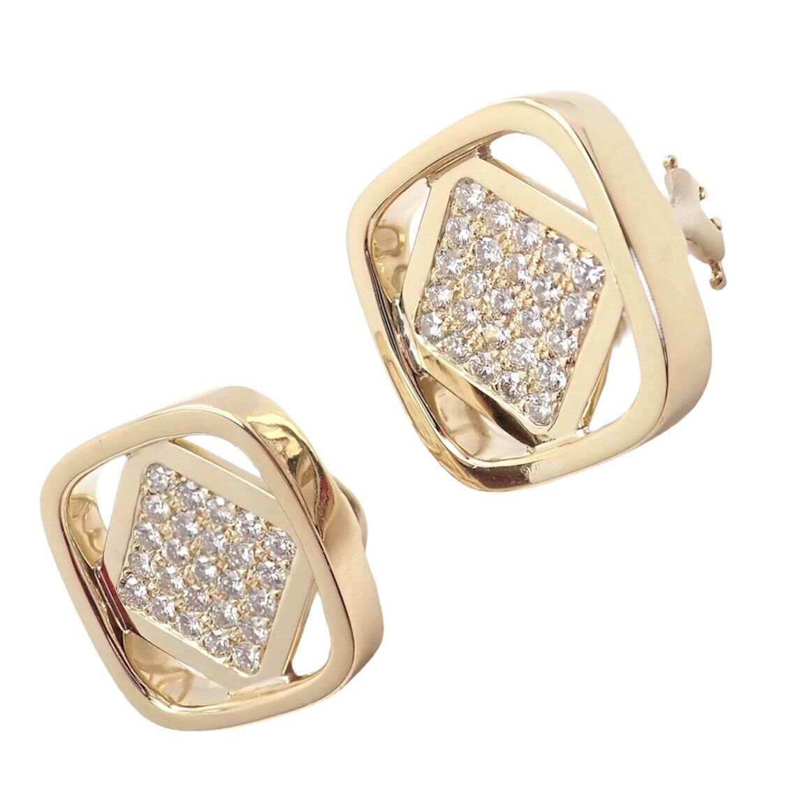 Authentic Cartier Dinh Van 18K Yellow Gold Diamond Earrings - Luxury Vintage Jewelry for Women - Perfect for Weddings, Anniversaries & Special Occasions