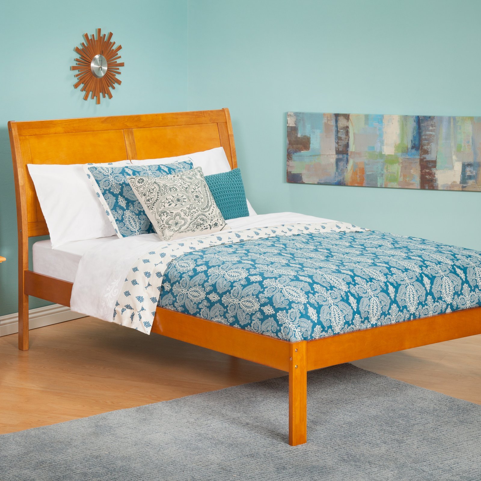 AFI Portland Full Platform Bed with USB Charger - Espresso Wooden Bed Frame for Modern Bedroom, Easy Assembly & Space Saving Design