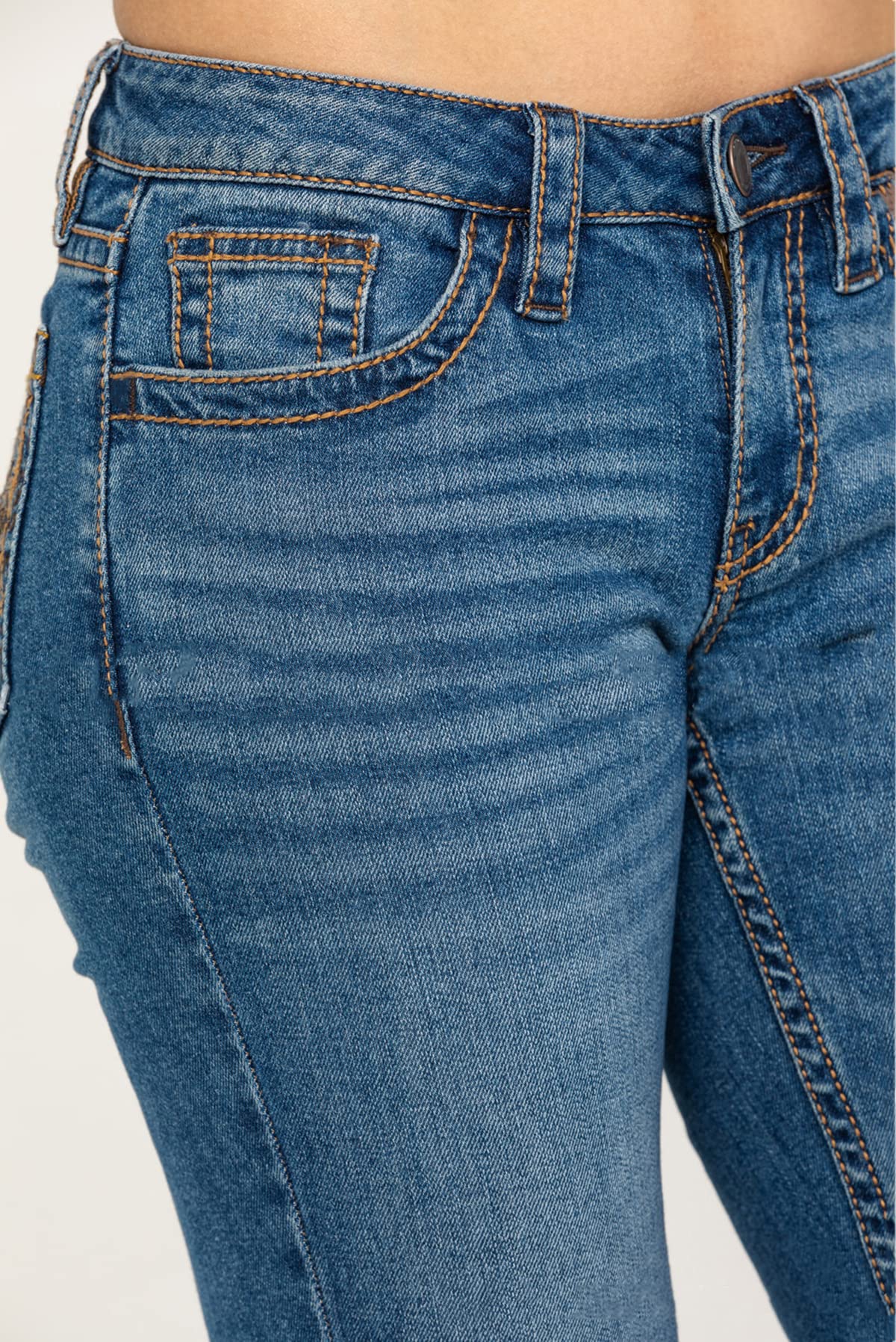 Women's Bootcut Jeans - Embroidered & Distressed Denim Pants for Casual Wear | Comfortable Stretch Fit for Everyday Style | Perfect for Work, Date Night & Weekend Outings