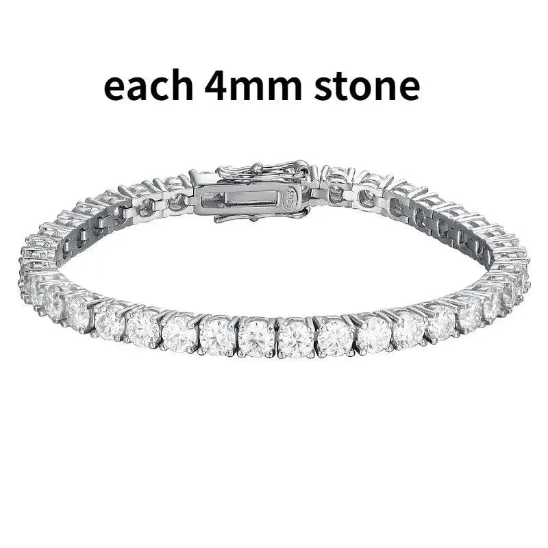 6.5mm Genuine Moissanite Tennis Bracelet for Women - 925 Sterling Silver Platinum Plated Wedding Jewelry - Perfect Christmas Gift, Anniversary Present & Special Occasion Accessory