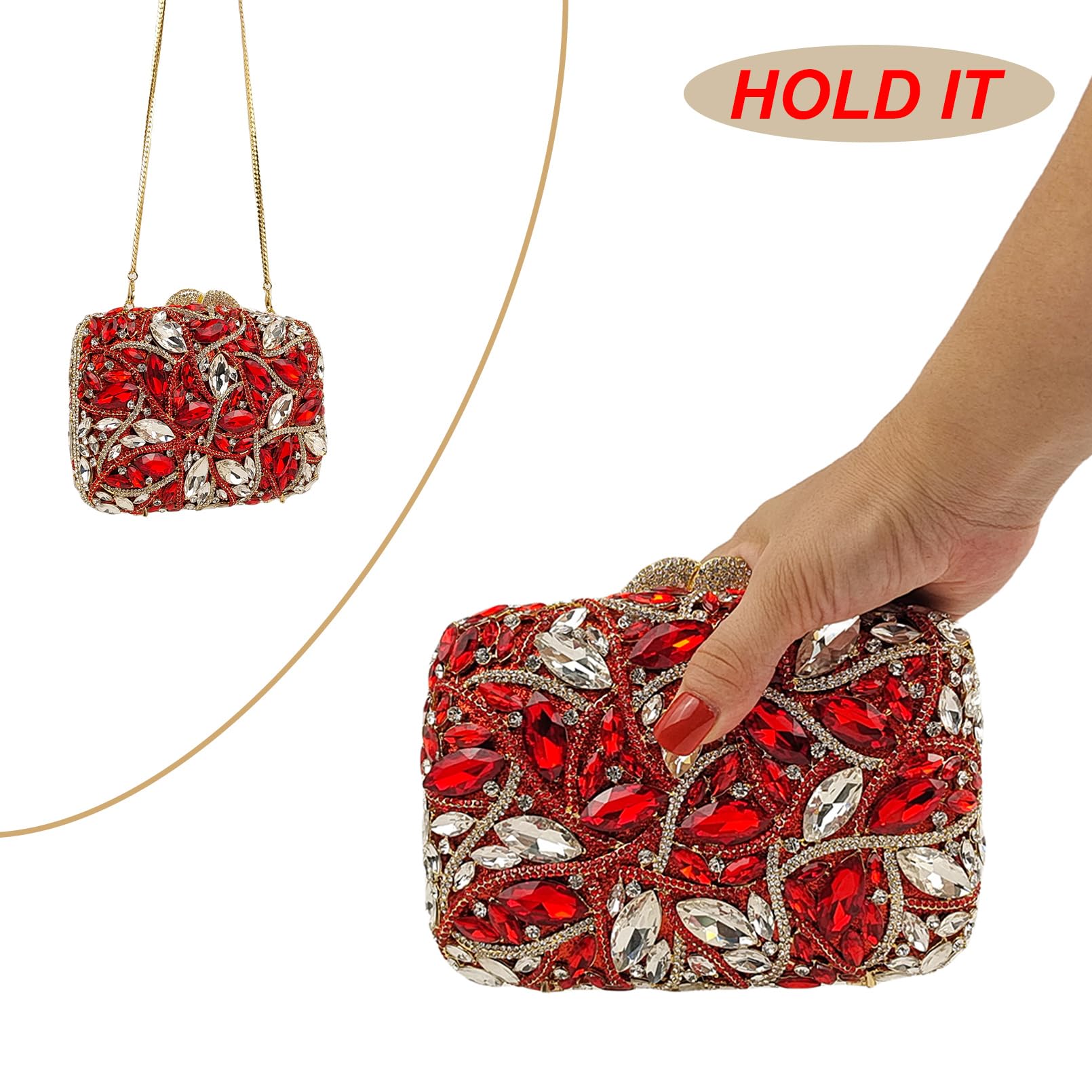 Sparkling Crystal Clutch Purse for Women - Elegant Wedding Party Prom Evening Bag - Perfect for Bridal Showers, Galas & Special Occasions