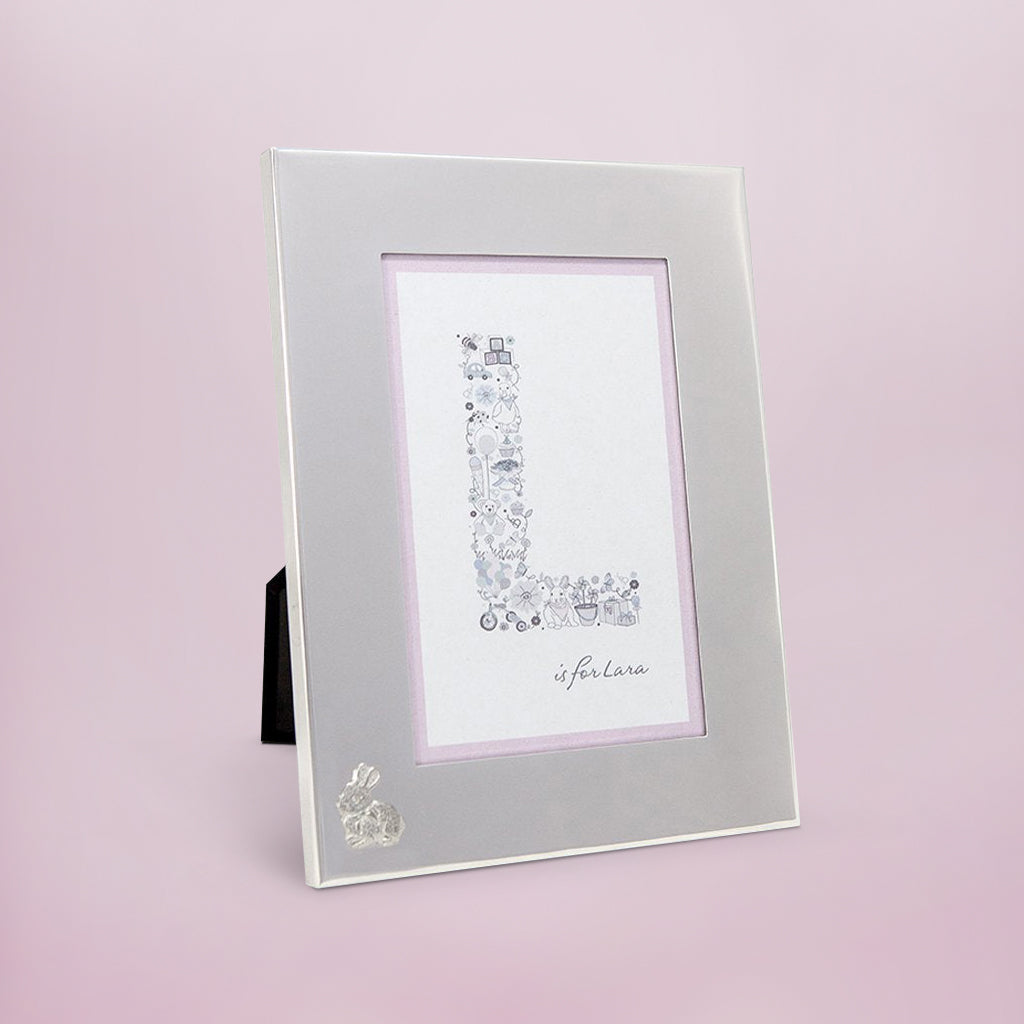Silver Picture Frame with Cute Bunny Design - Perfect for Home Decor, Nursery, and Gift Giving
