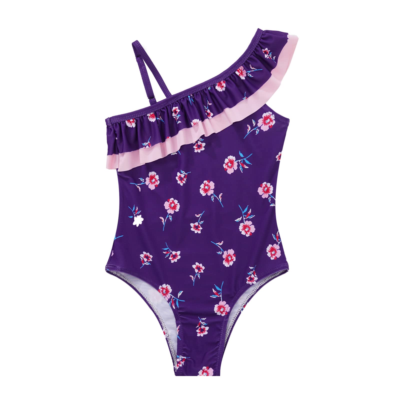 Moily Girls Floral One Shoulder Ruffles One Piece Swimsuit - Women's Sexy Surfing Bathing Suit for Beach, Pool & Vacation | Perfect for Summer, Swim Parties & Tropical Getaways