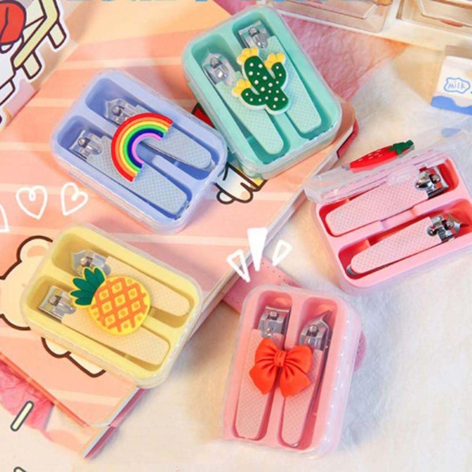 Colorful Kids Nail Clippers Set - 2 Pack Sharp Stainless Steel Nail Trimmer for Toe & Fingernails - Pedicure & Manicure Tools for Baby, Children & Adults - Perfect for Home, Travel & Salon Use
