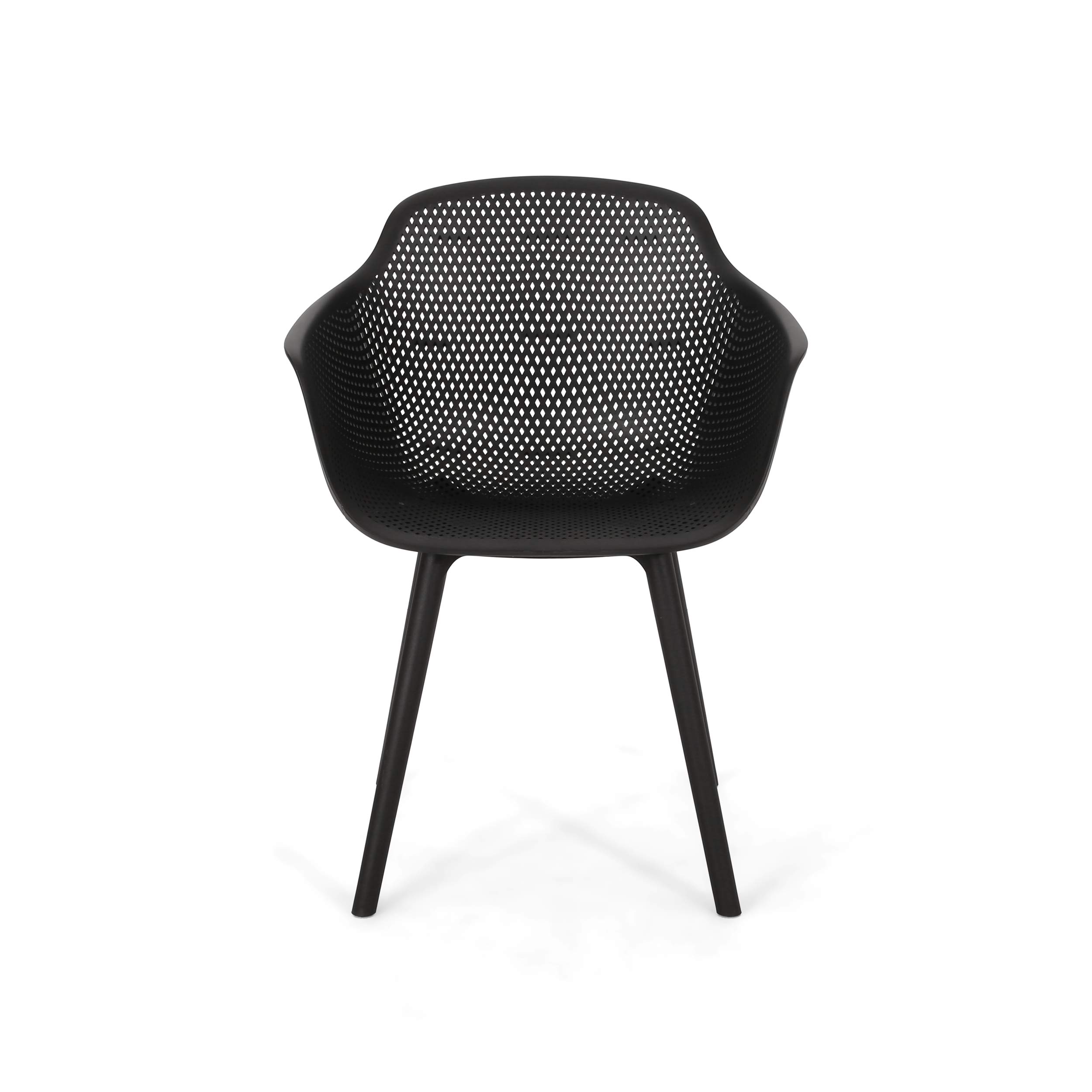 Christopher Knight Home Davina Outdoor Dining Chair Set of 2 - Weather-Resistant Polypropylene Patio Chairs in Black - Perfect for Backyard, Garden, and Poolside Dining