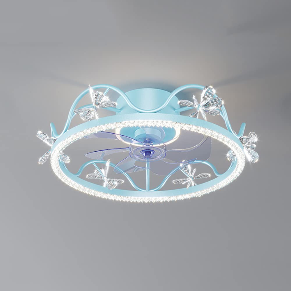 Modern Creative Crown Shape Ceiling Fan with LED Light & Remote Control - Low Profile Flush Mount, Dimmable 3-Color Lighting & 3-Speed Adjustable Quiet Motor - Perfect for Bedroom, Living Room, and Office Spaces