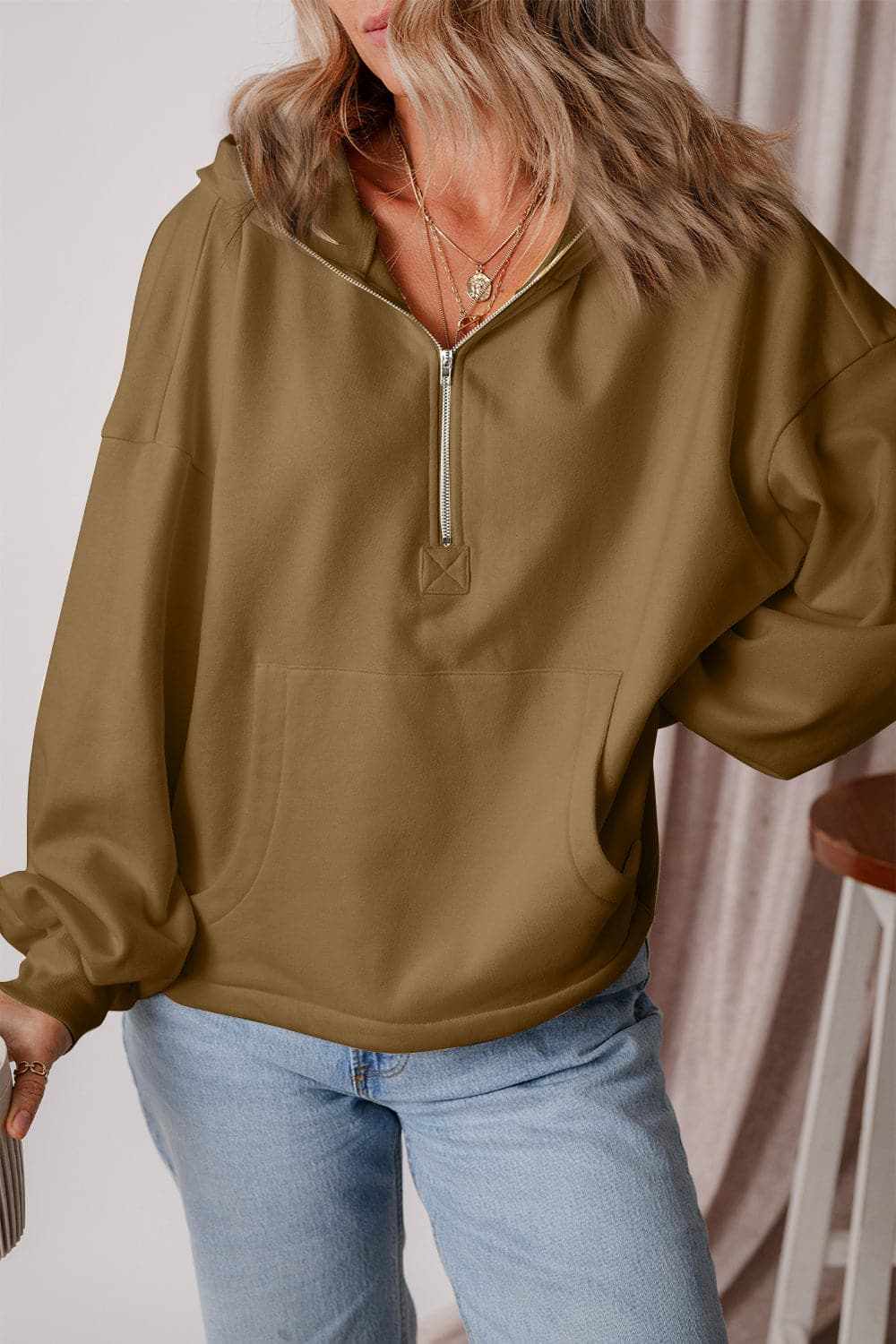Men's Casual Half Zip Hoodie with Kangaroo Pockets - Lightweight Pullover for Outdoor Activities & Lounge Wear