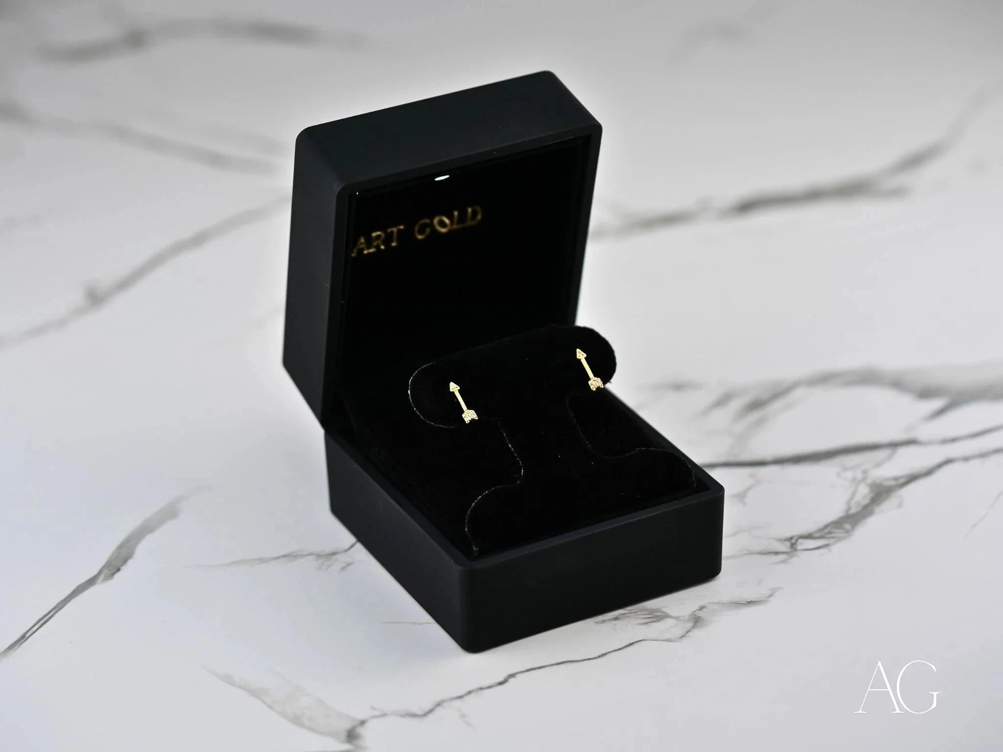 18K Gold CZ Arrow Earrings - Valentine's Day Gift for Her, Dainty Stud Earrings for Women, Perfect for Romantic Dates & Anniversary Celebrations