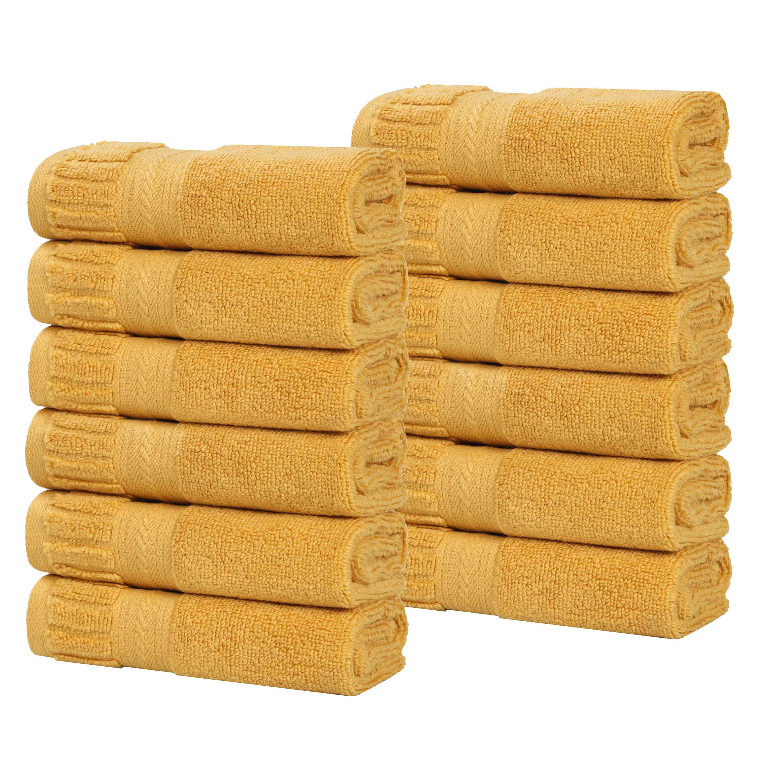 Premium Venice Zero Twist Cotton Medium Weight Face Towels - Soft & Absorbent, Set of 12 for Bathroom, Spa & Gym Use