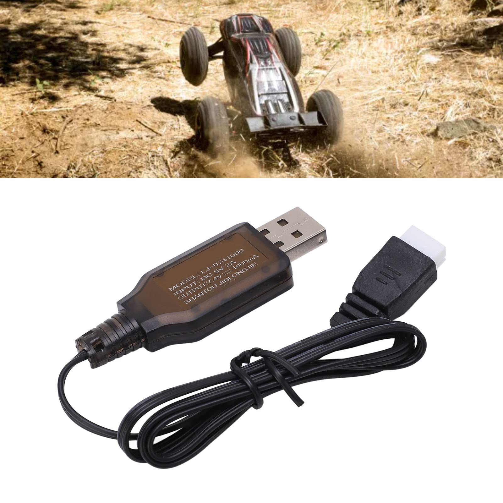 Alomejor 1/16 RC Car Lipo Battery Charger - 7.4V 1000mA USB Charging Cable for 1/16 Scale Remote Control Cars - Perfect for Indoor & Outdoor RC Vehicle Charging Needs