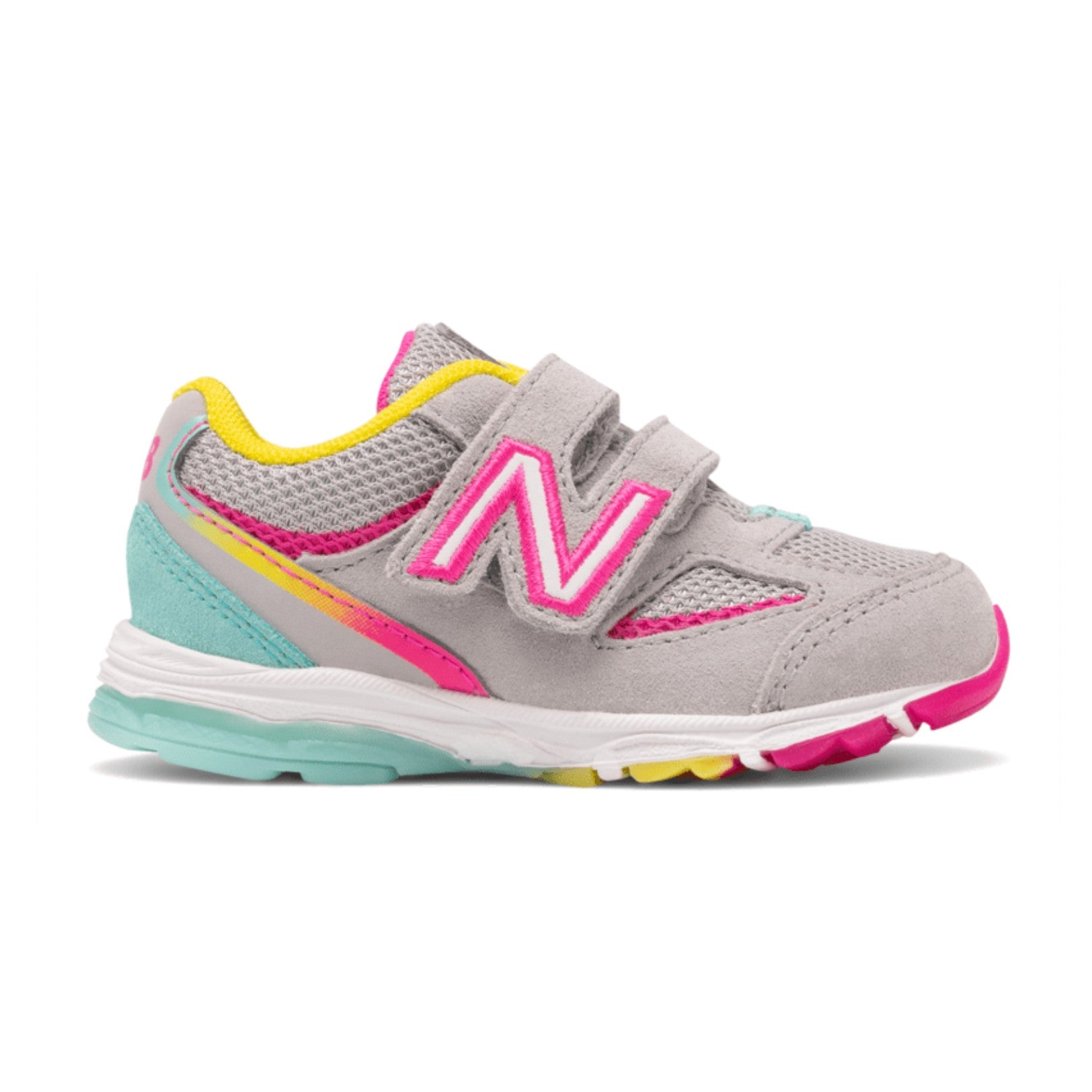 New Balance 888v2 Hook & Loop Toddler Sneakers - Lightweight Grey Multi Athletic Shoes for Kids | Perfect for Playtime, Daycare & Early Walkers