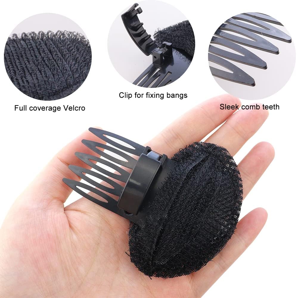 FEORA Hair Puff Maker - 2 Pack Invisible Fluffy Hair Pad & Sponge Clip for Voluminous Bun & Updo Hairstyles - Perfect for Bridal, Prom, and Everyday Hair Styling